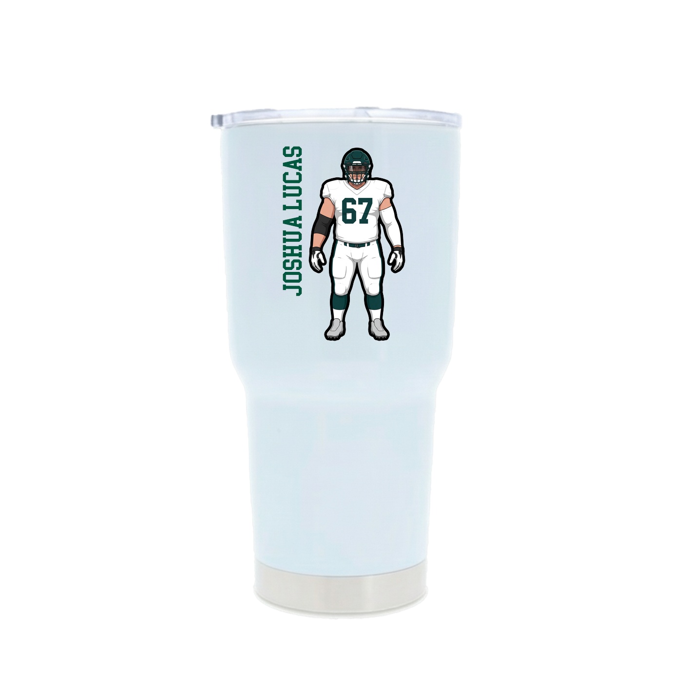 30oz Stainless Steel Tumbler — Name Vertical in White