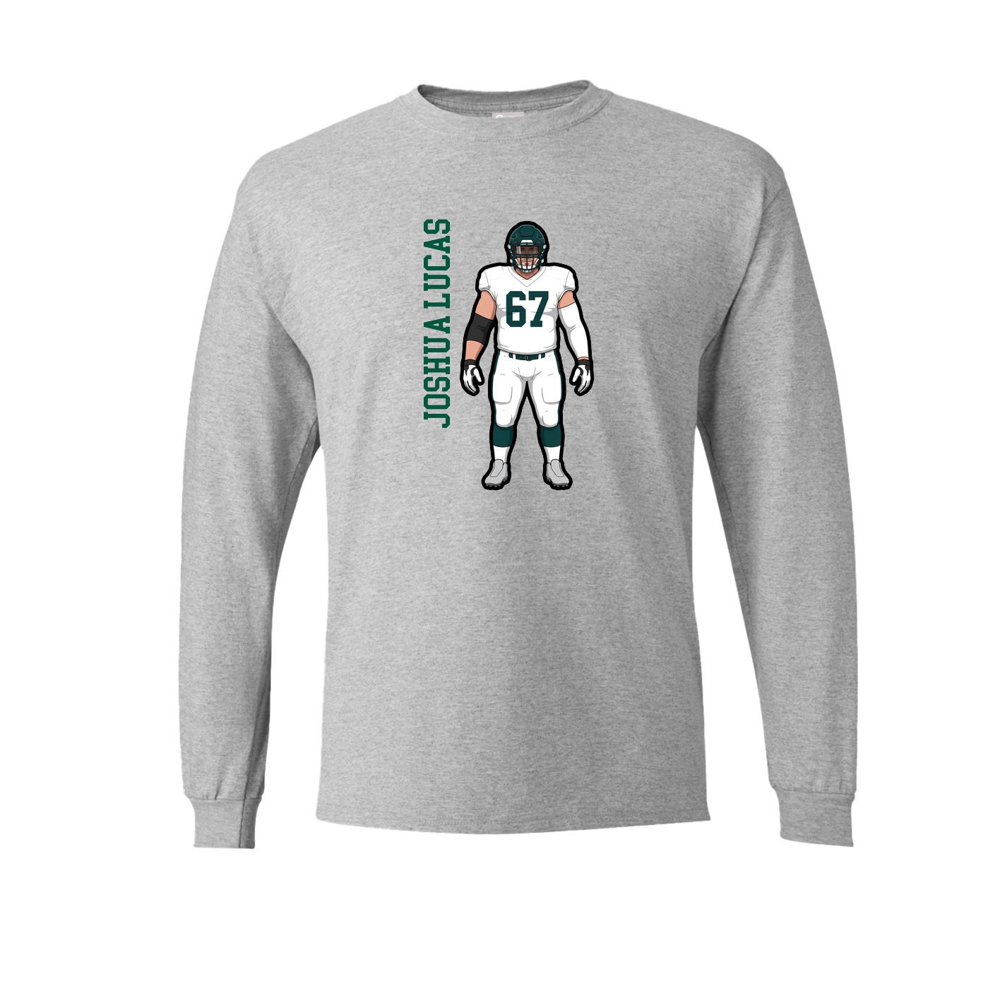 Long Sleeve Tee — Name Vertical in Grey