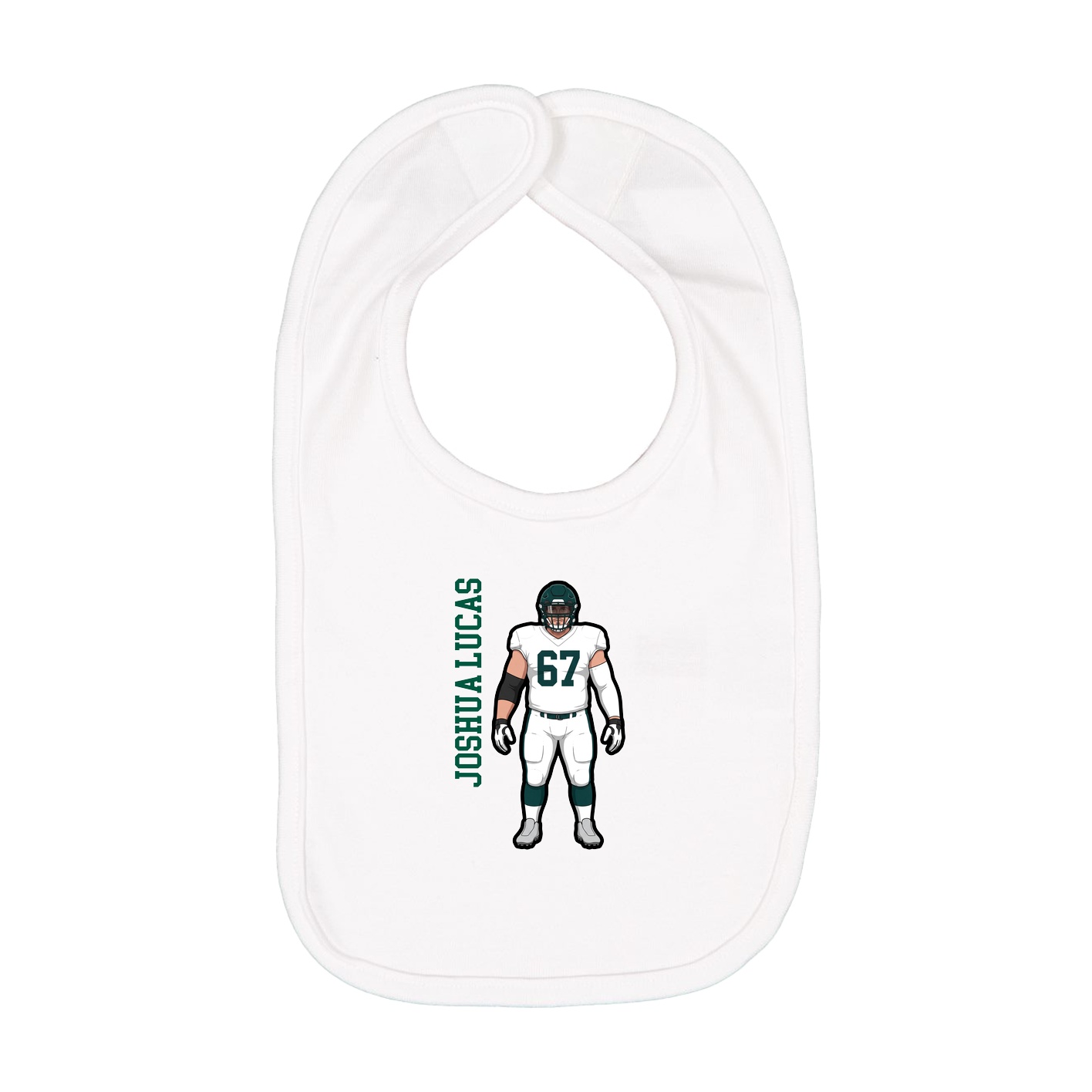 Infant Bib — Name Vertical in White