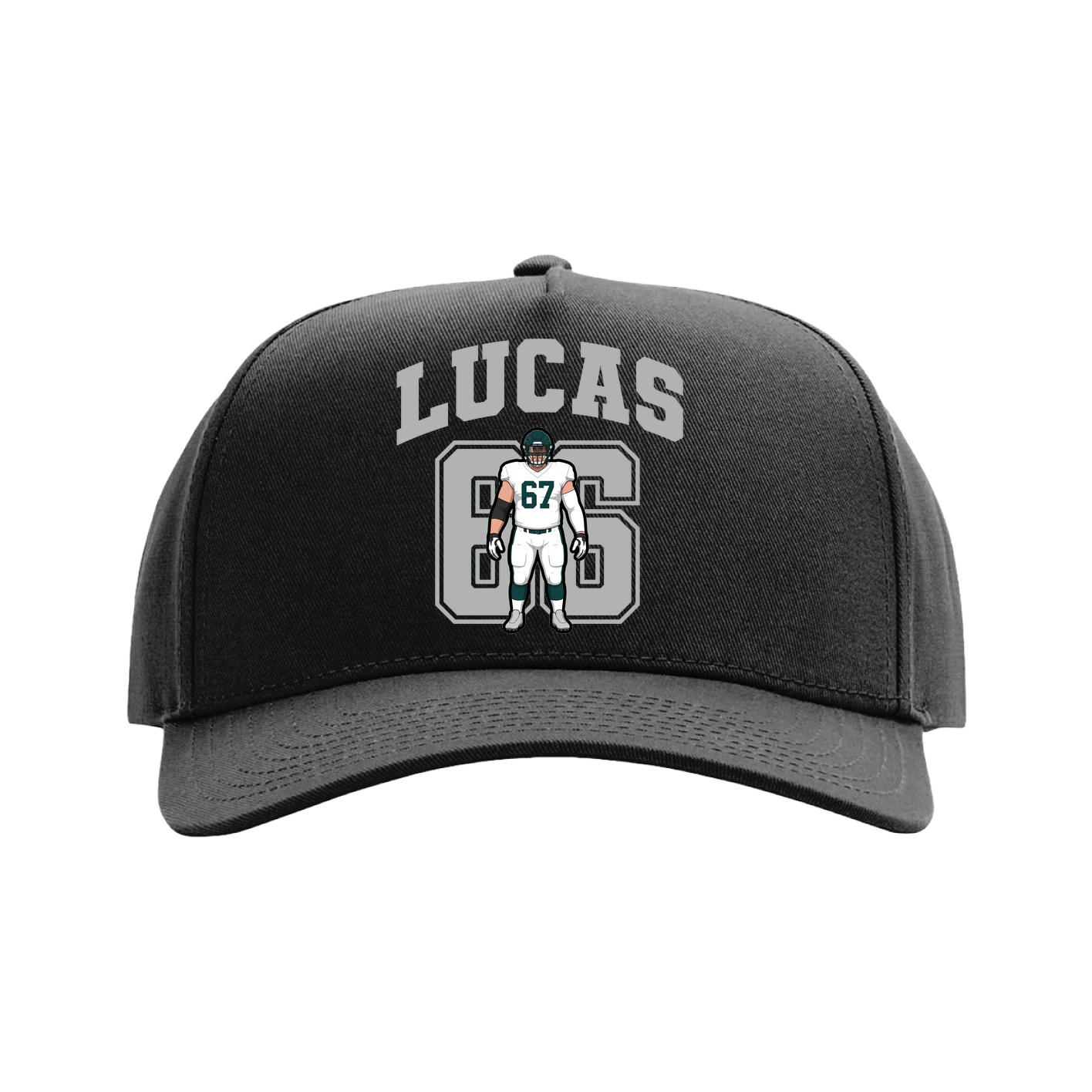 Full Fabric Five-Panel Champ Cap — Number in Black