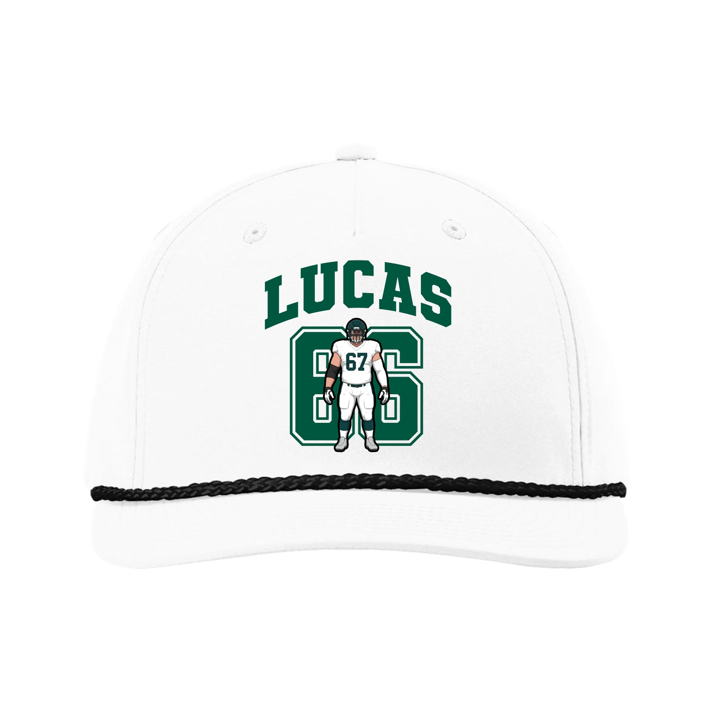 Five-Panel Classic Rope Cap — Number in White