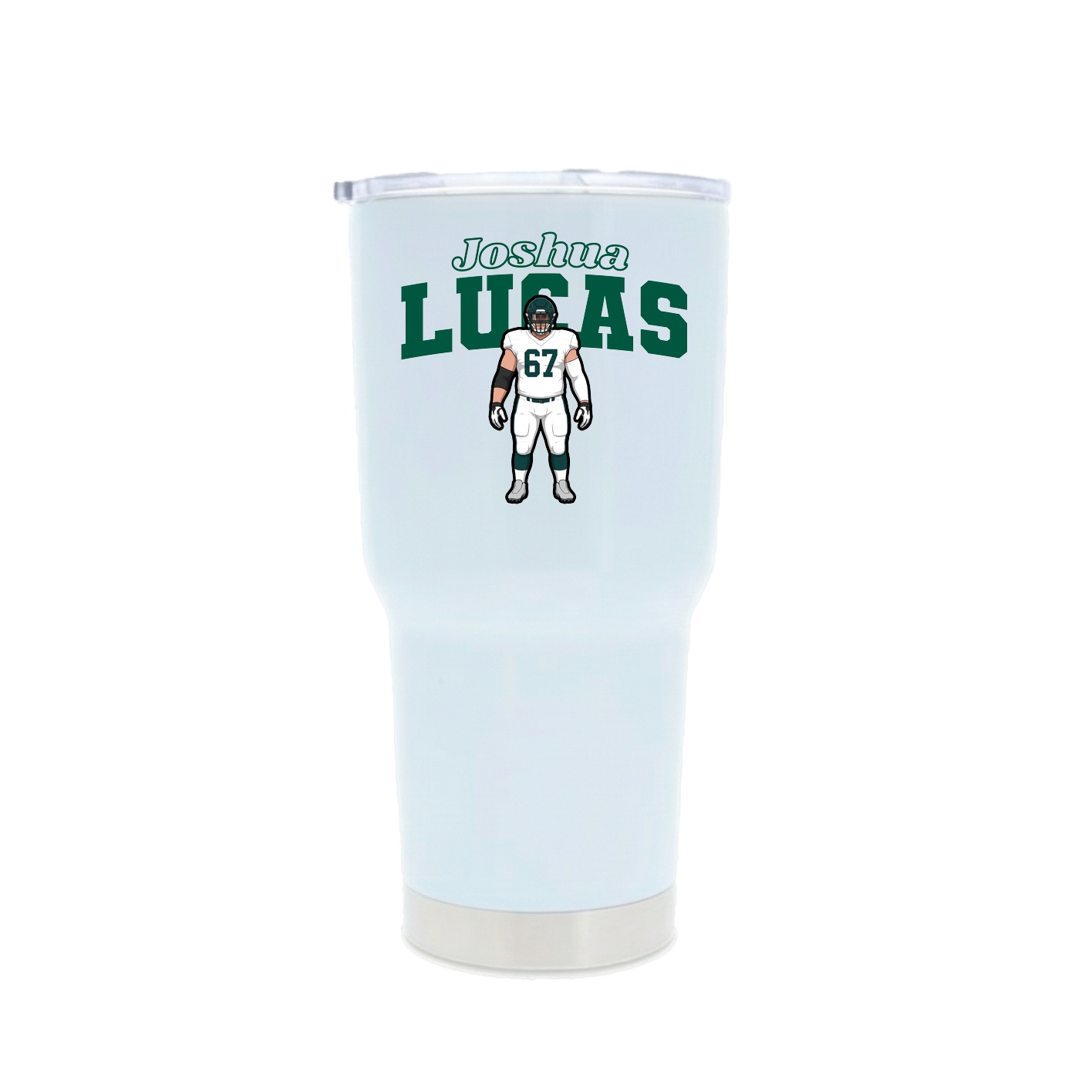 30oz Stainless Steel Tumbler — Name Arch in White