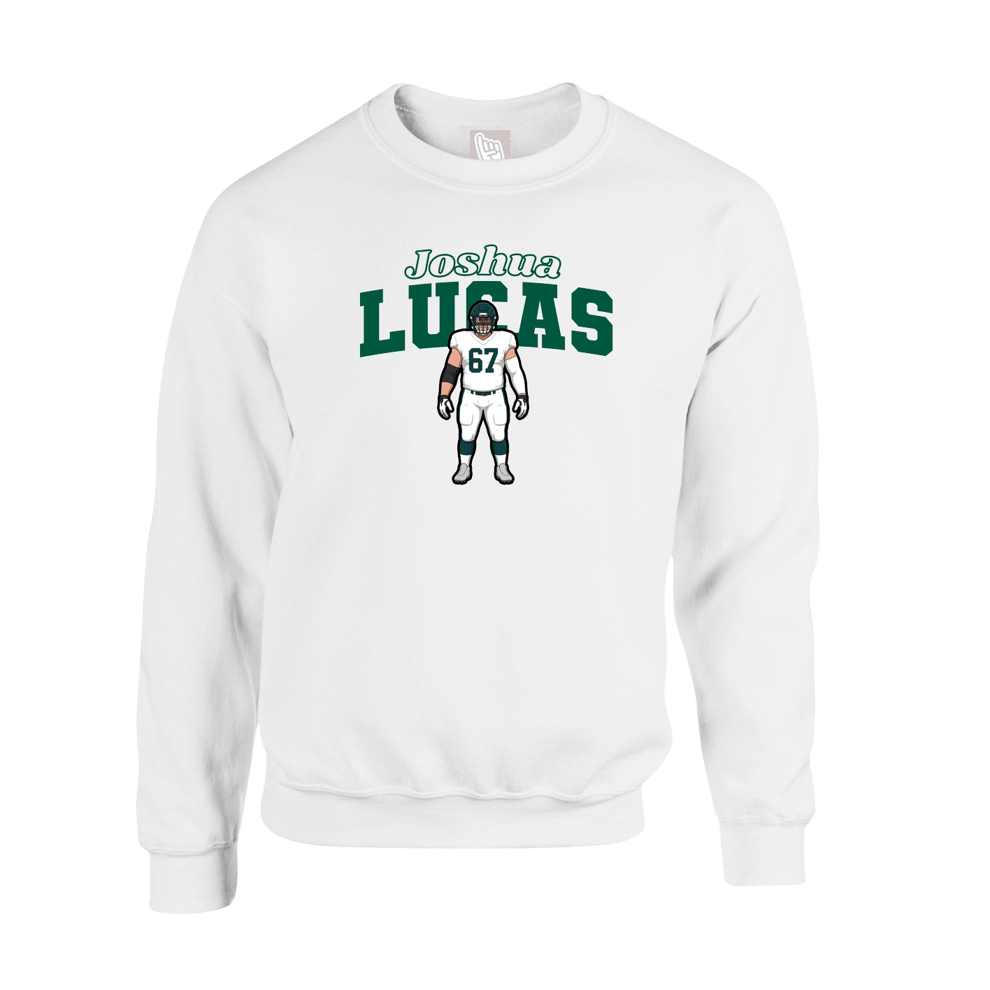 Fleece Crew — Name Arch in White