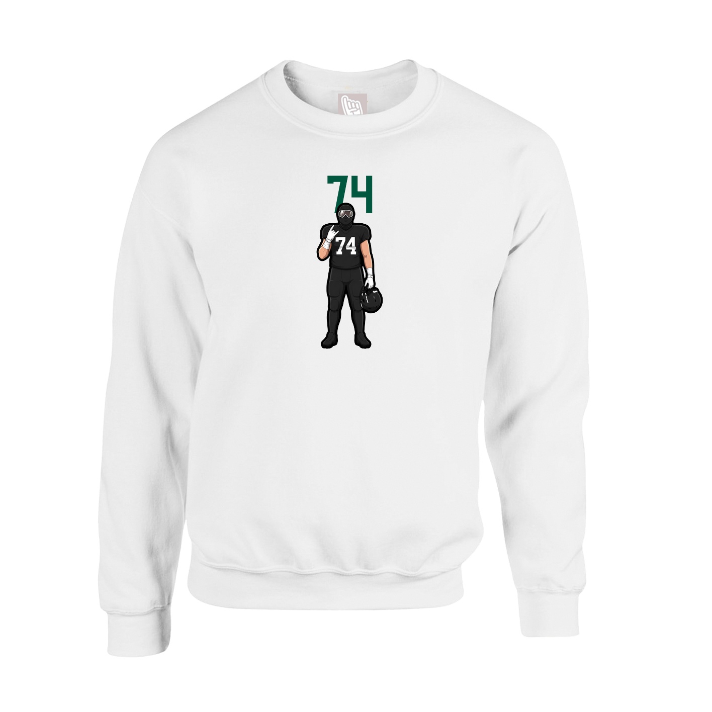 Fleece Crew — Number Top in White