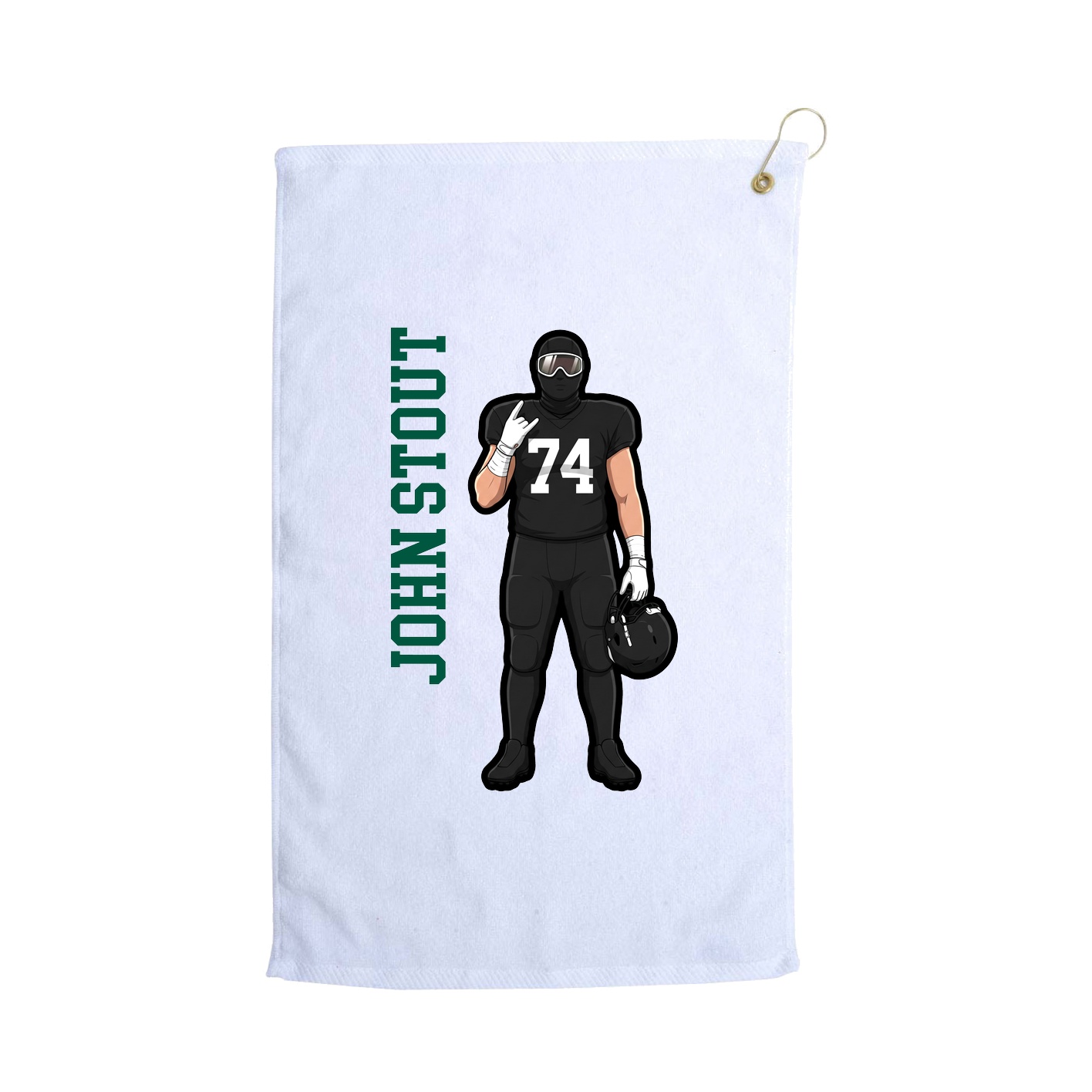 Golf Towel — Name Vertical in White
