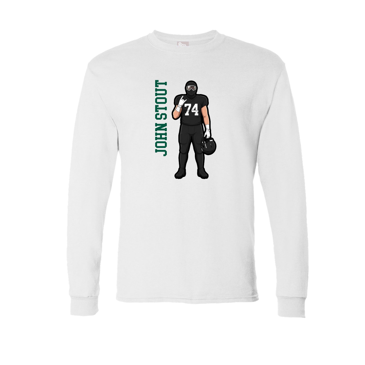 Long Sleeve Tee — Name Vertical in White