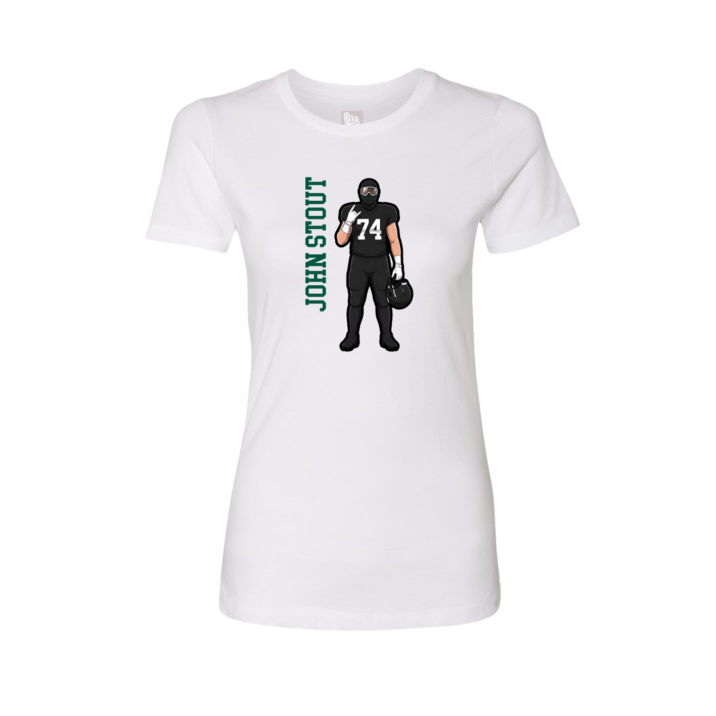Fitted Women's Tee — Name Vertical in White