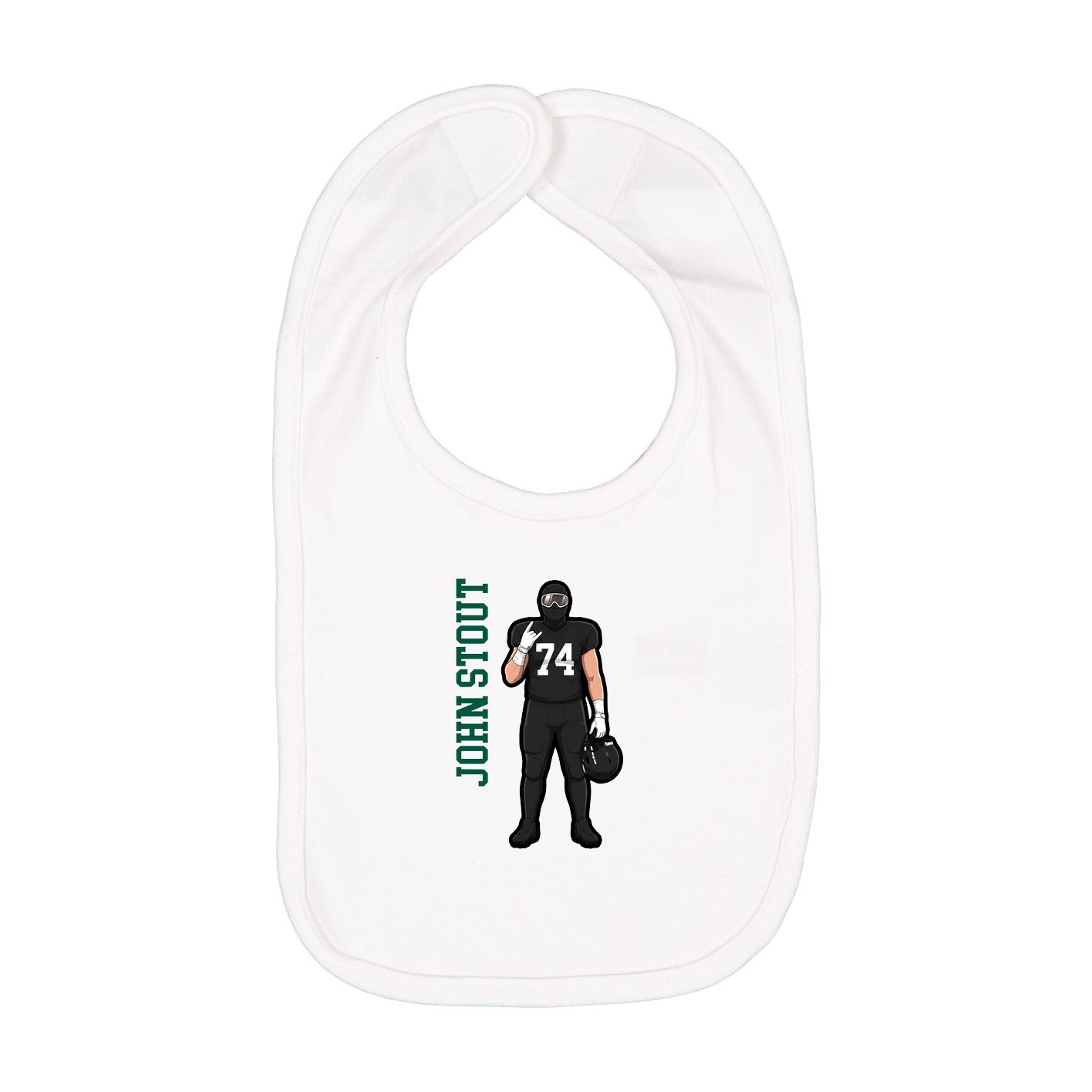 Infant Bib — Name Vertical in White