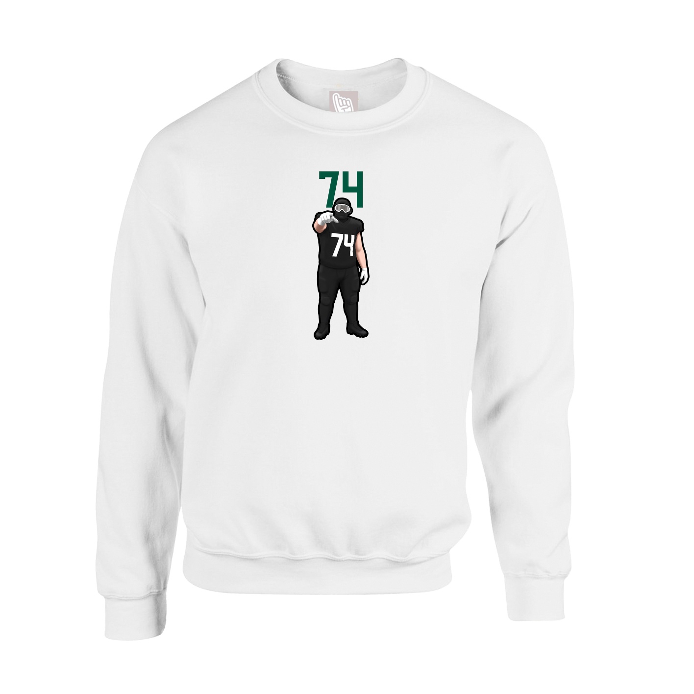 Fleece Crew — Number Top in White