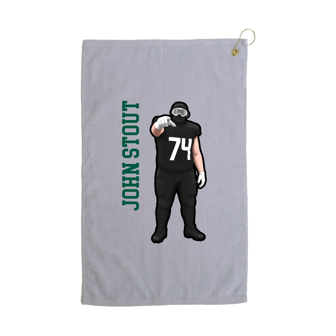 Golf Towel — Name Vertical in Grey