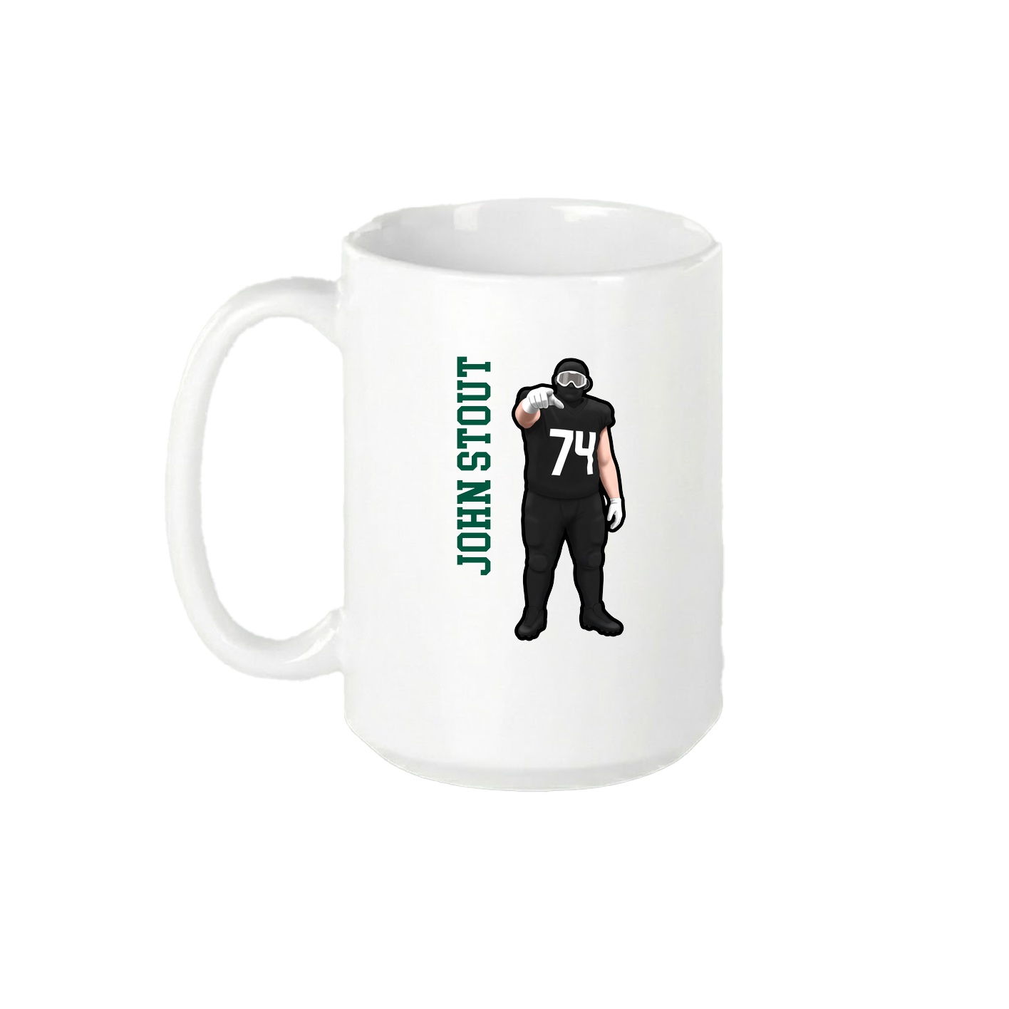 15oz Coffee Mug — Name Vertical in White