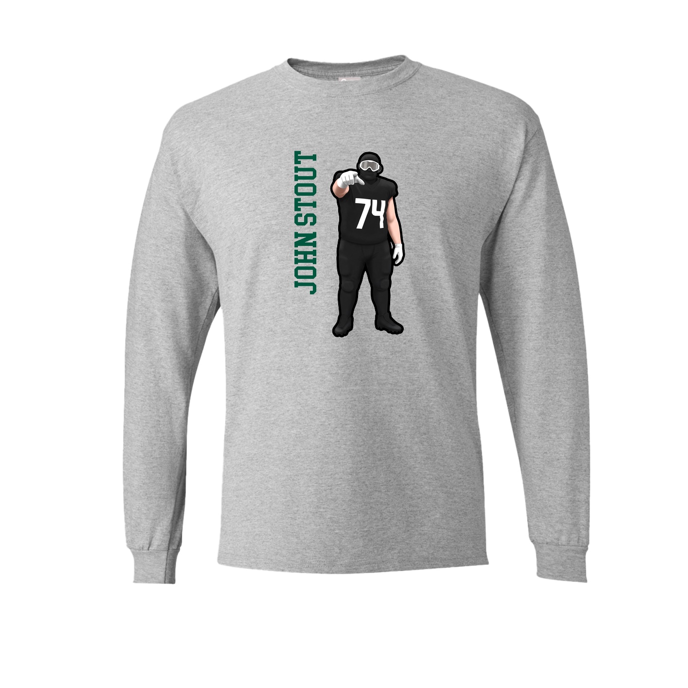 Long Sleeve Tee — Name Vertical in Grey
