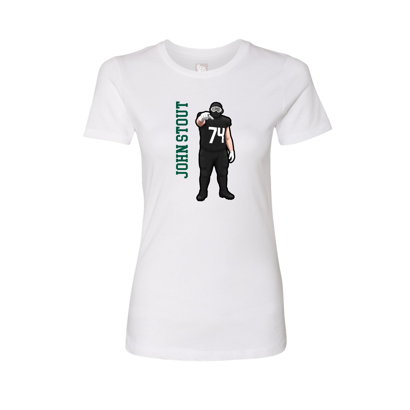 Fitted Women's Tee — Name Vertical in White