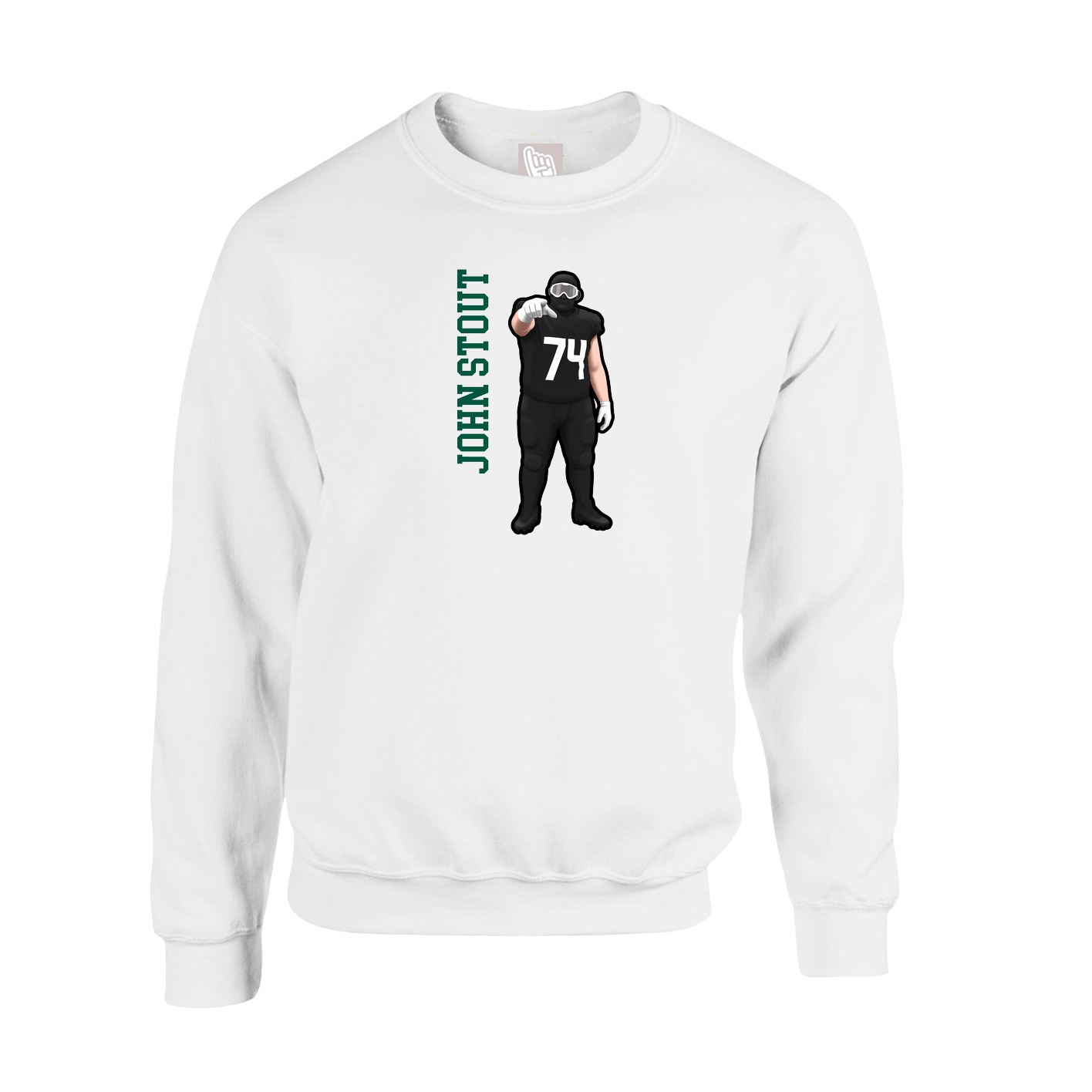 Fleece Crew — Name Vertical in White