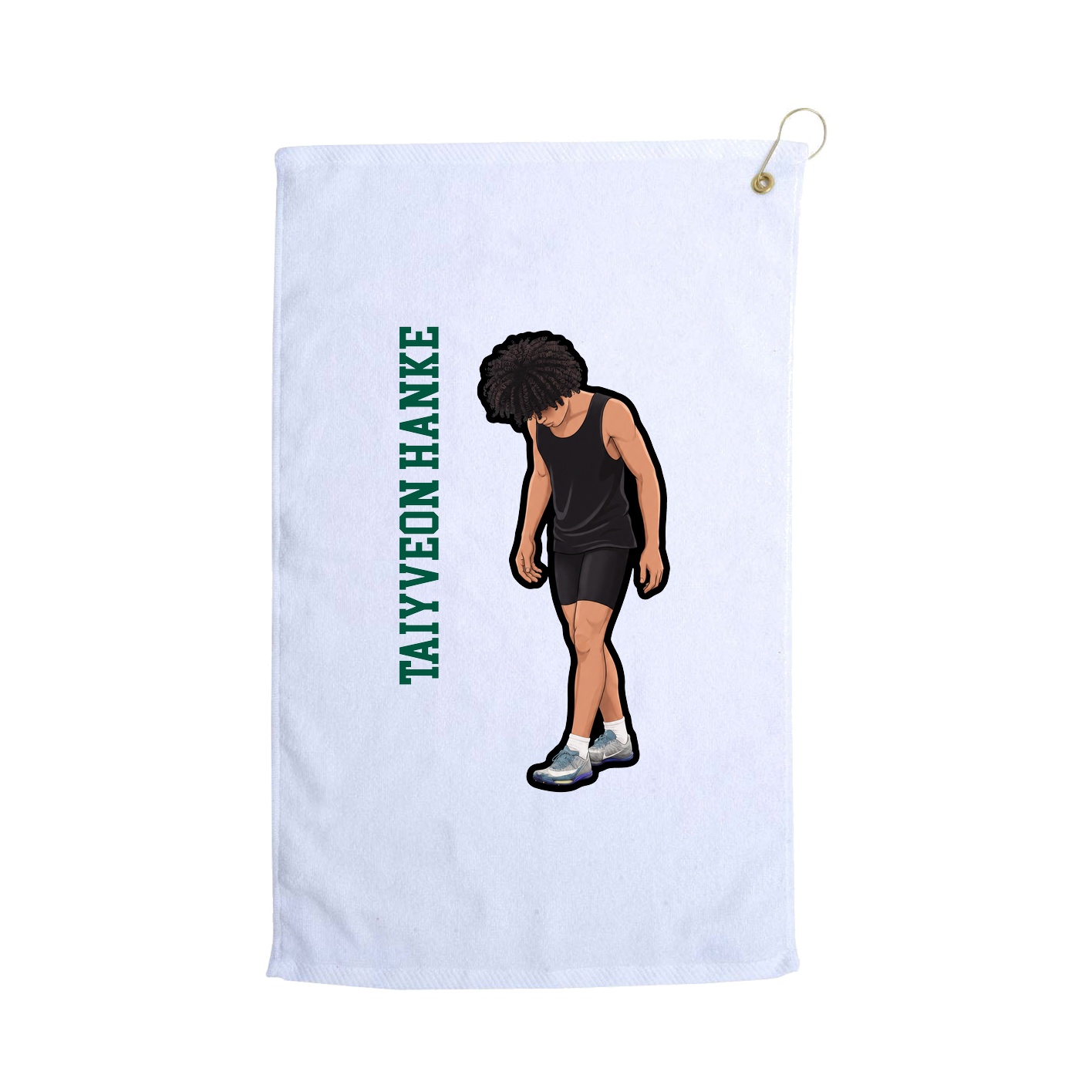 Golf Towel — Name Vertical in White
