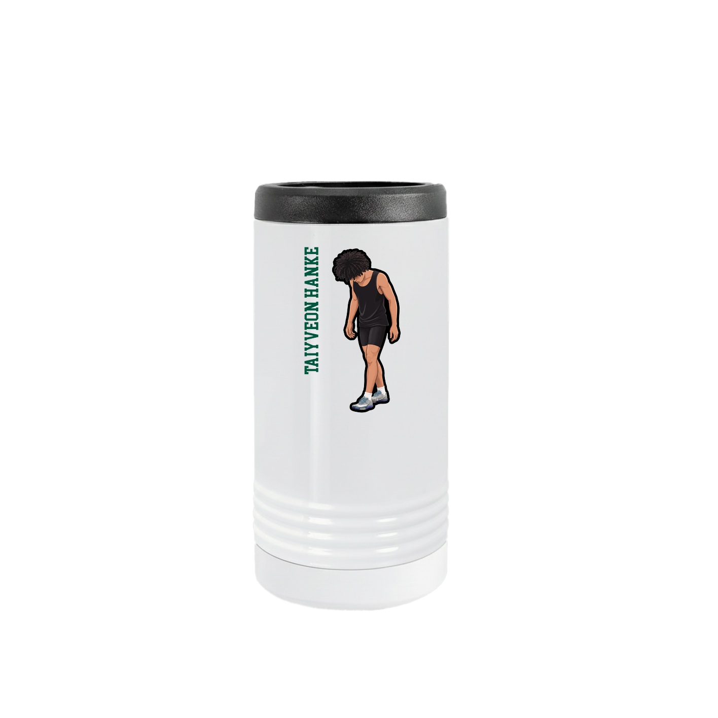 Slim Beverage Holder — Name Vertical in White