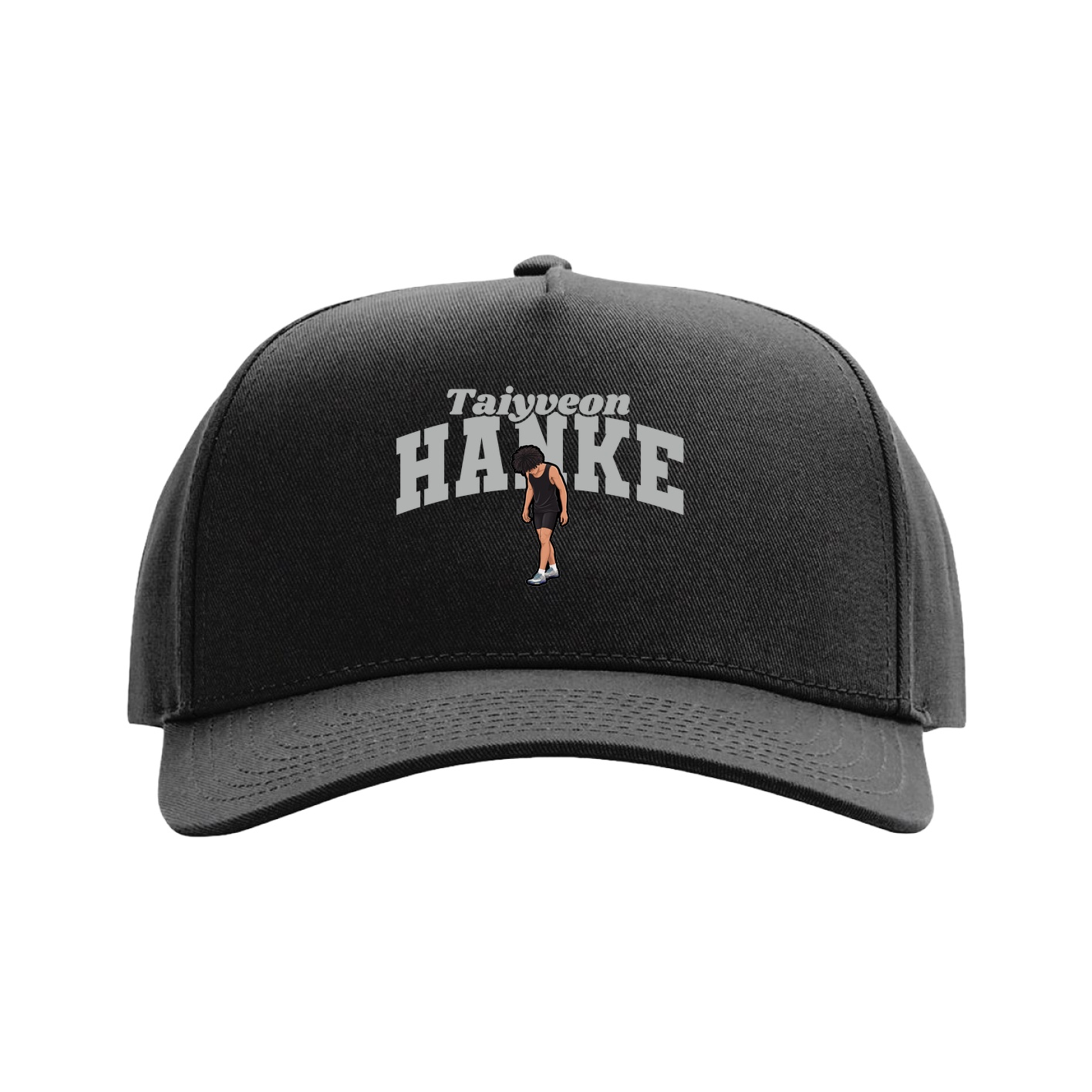 Full Fabric Five-Panel Champ Cap — Signature Arch in Black