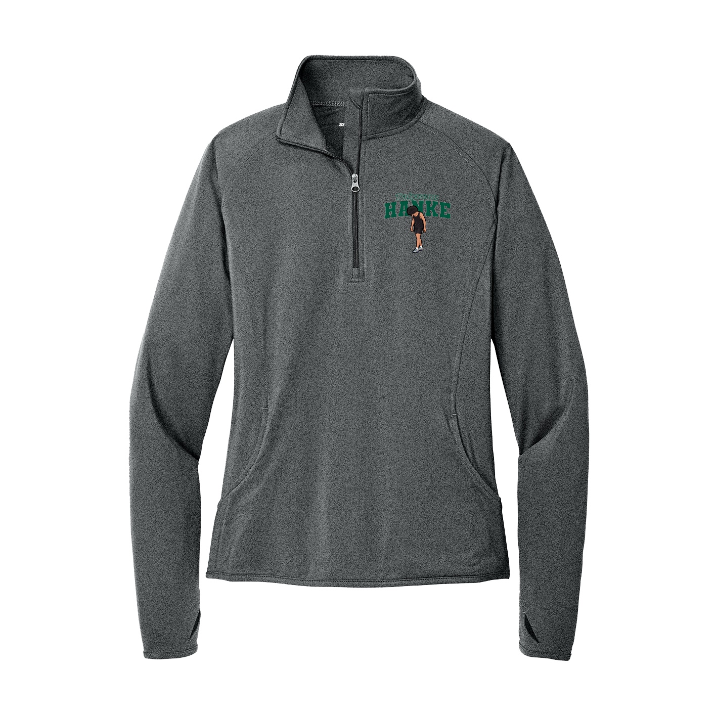 Women's Q-Zip Pullover — Name Arch in Grey