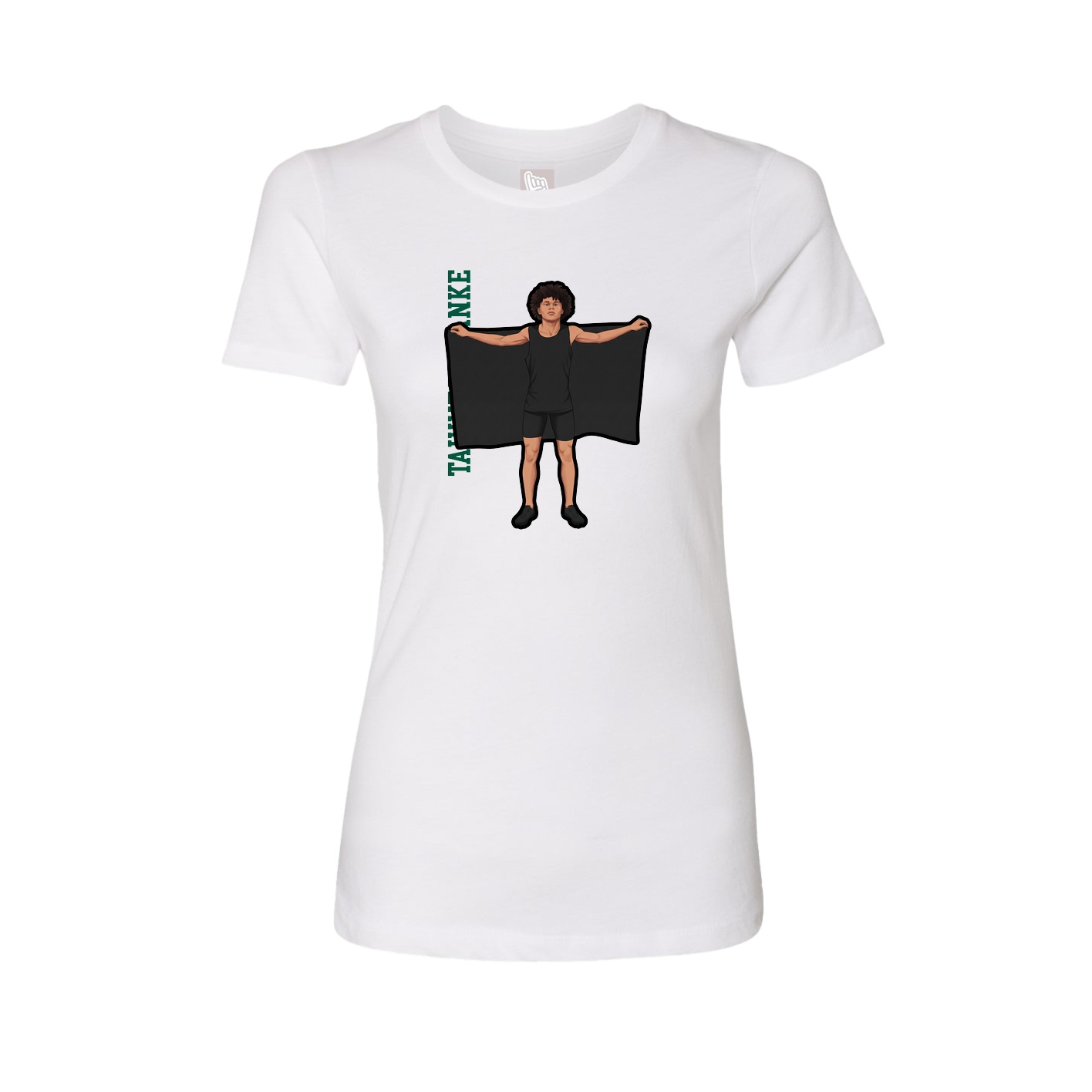Fitted Women's Tee — Name Vertical in White