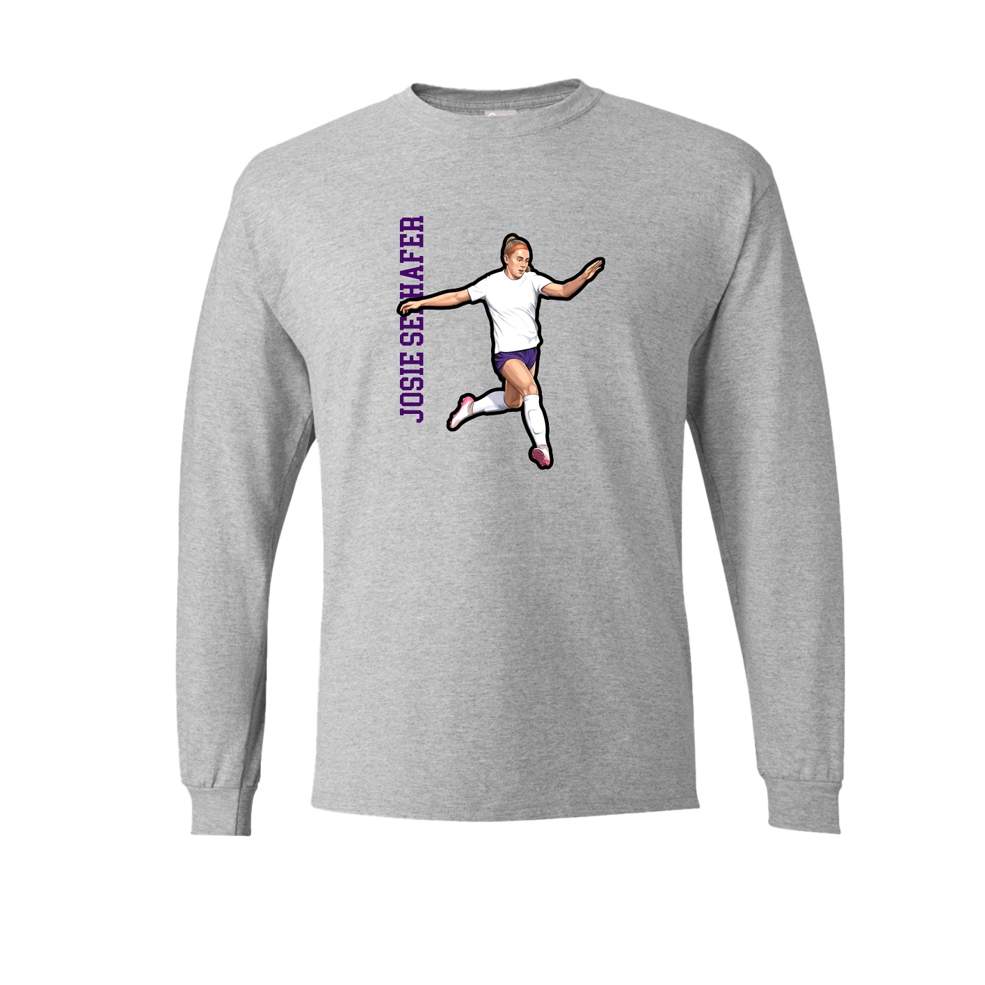 Long Sleeve Tee — Name Vertical in Grey