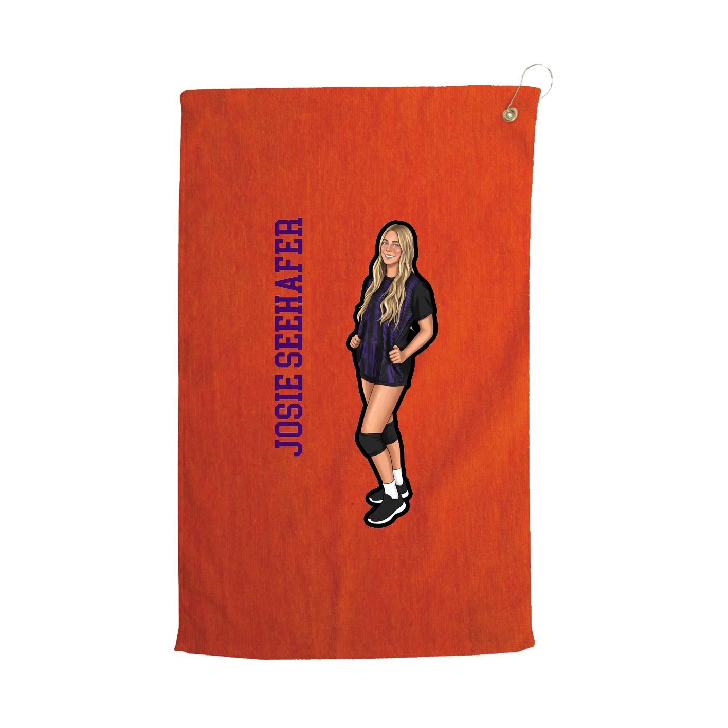 Golf Towel — Name Vertical in Orange