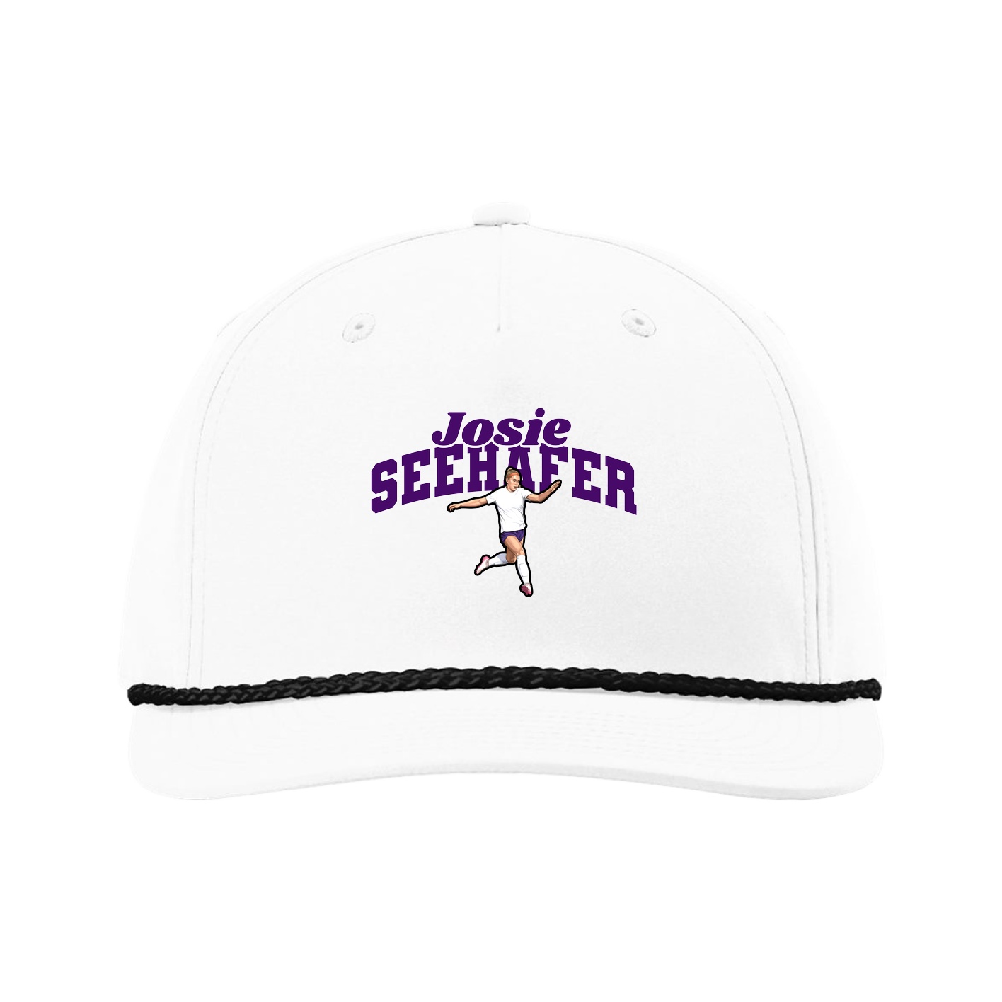 Five-Panel Classic Rope Cap — Signature Arch in White