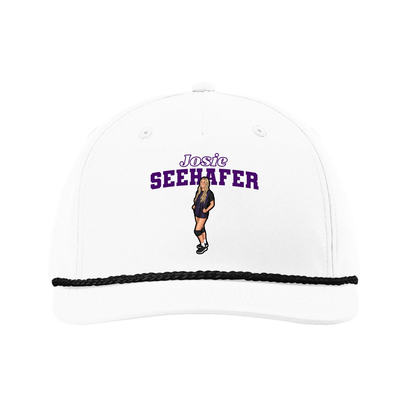 Five-Panel Classic Rope Cap — Name Arch in White