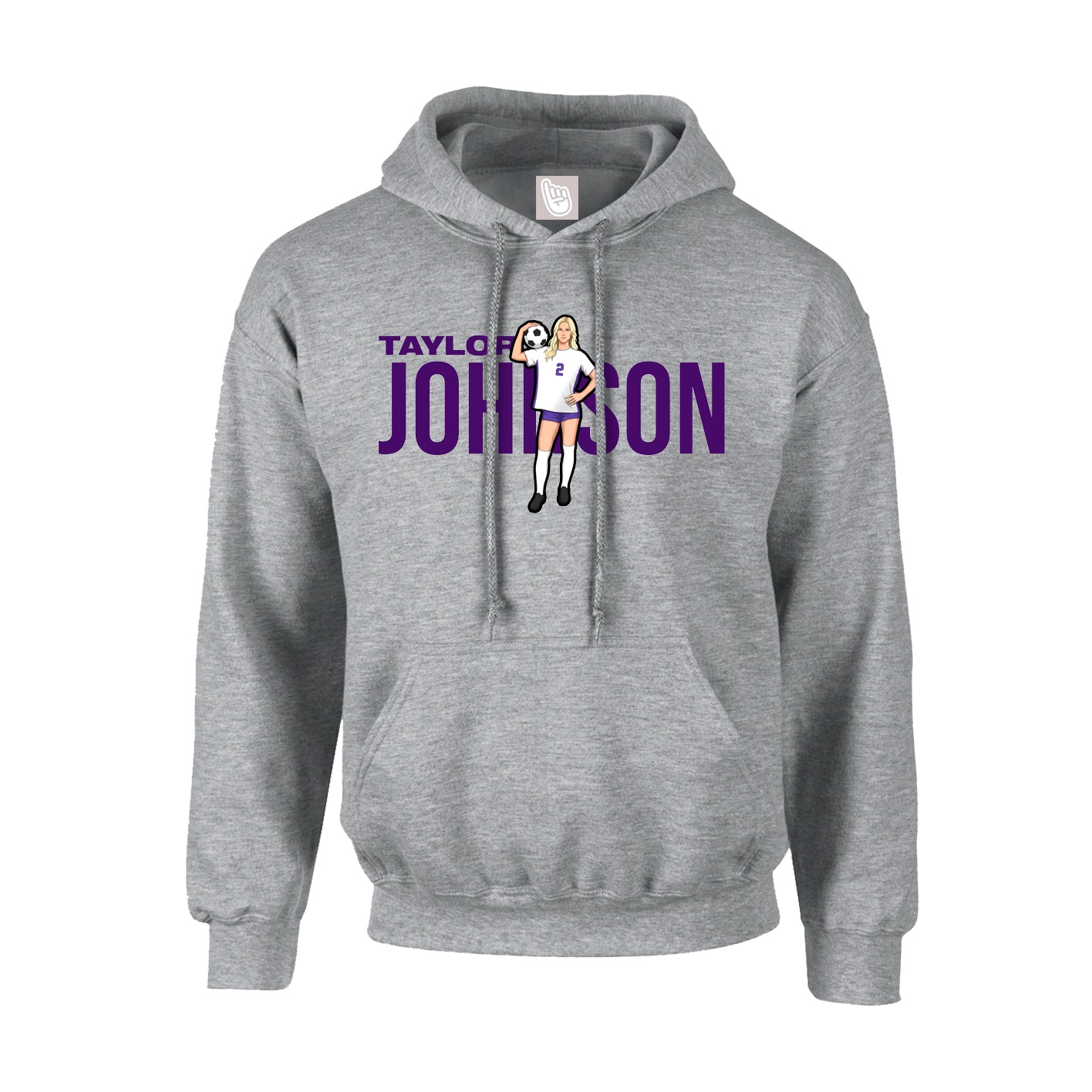Youth Hoodie — Player Name in Grey