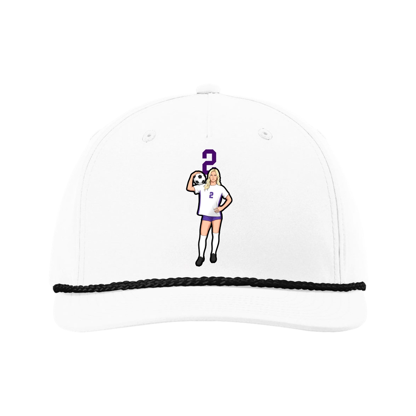Five-Panel Classic Rope Cap — Number Top in White