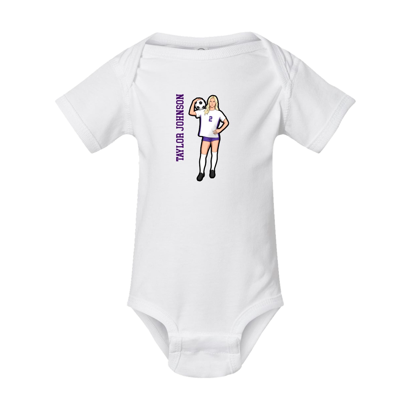Baby Onesie — Name Vertical in White