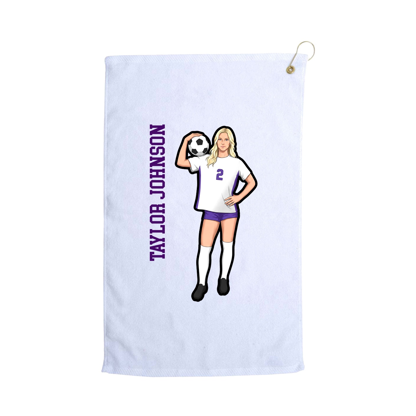 Golf Towel — Name Vertical in White