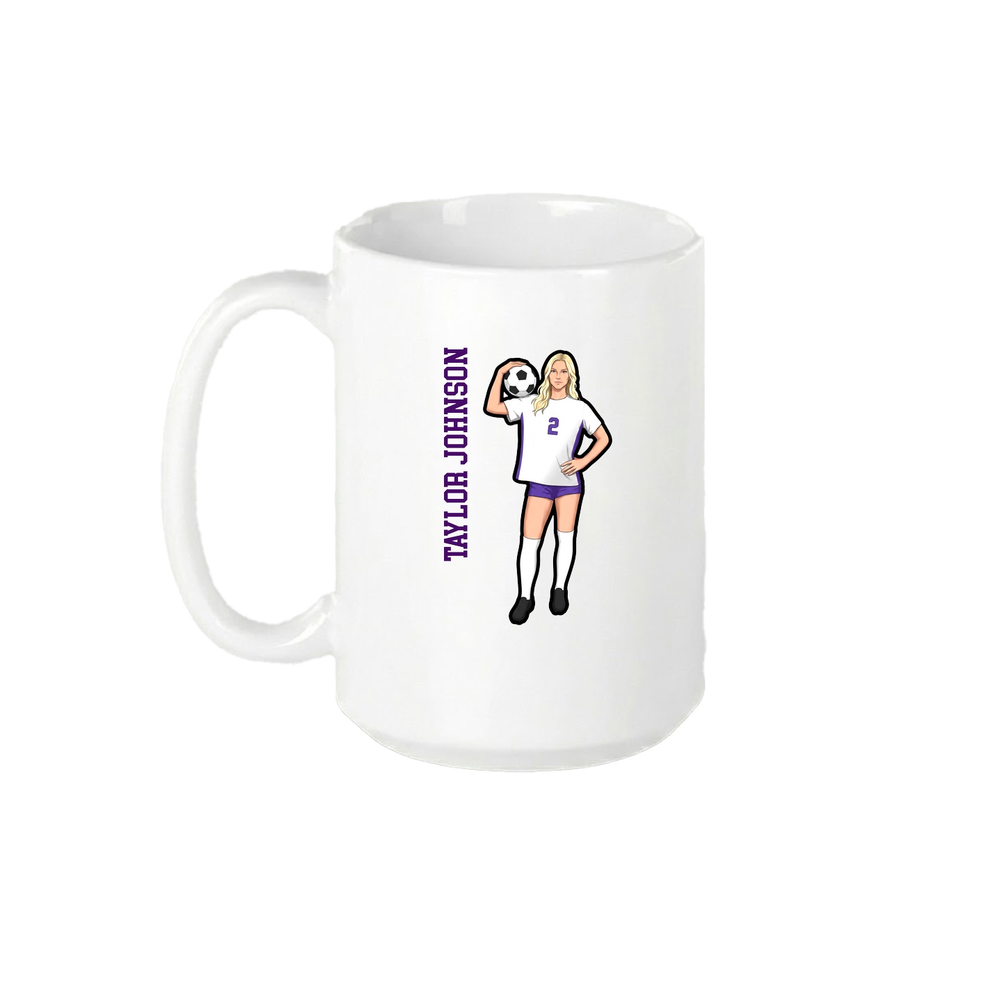 15oz Coffee Mug — Name Vertical in White