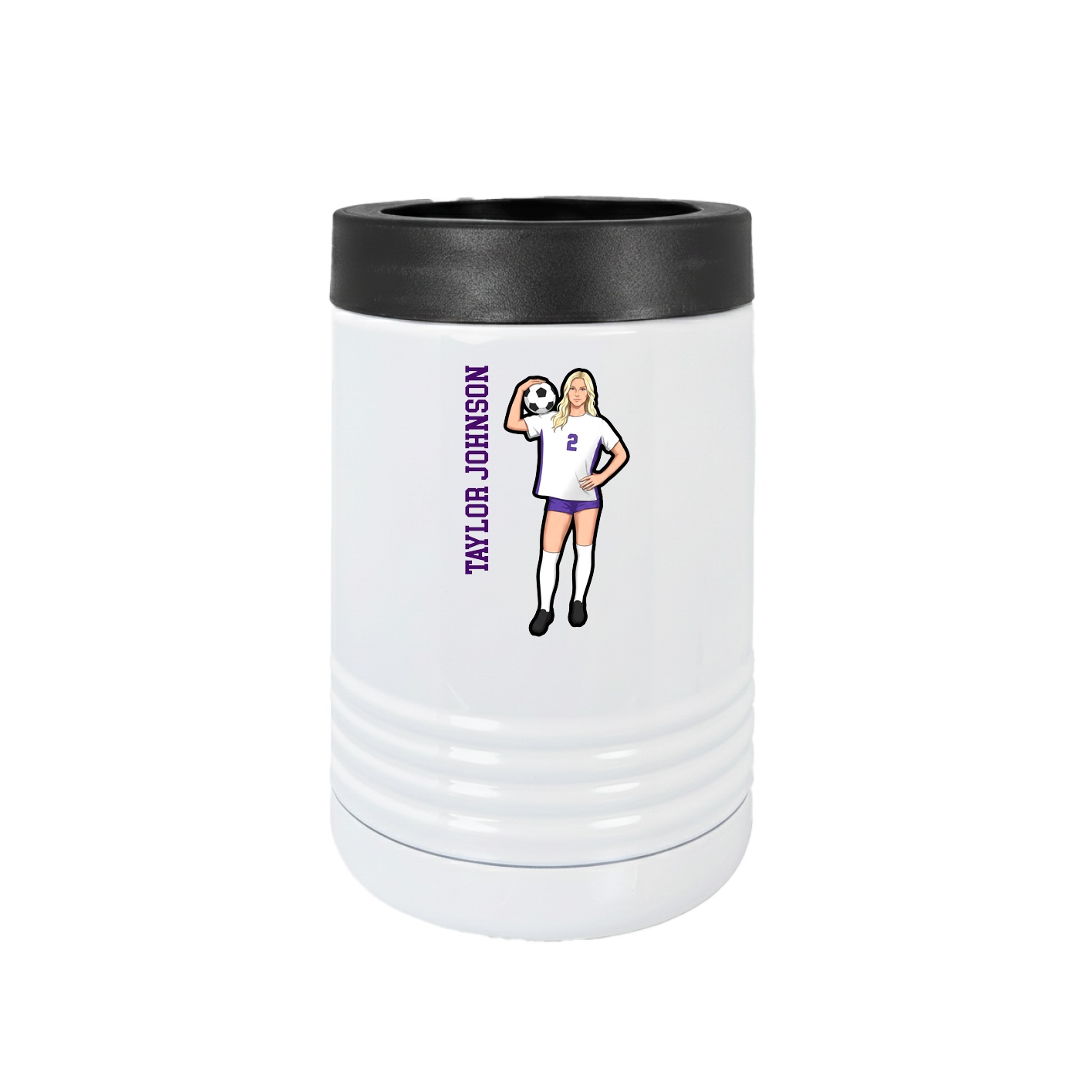 Beverage Holder — Name Vertical in White