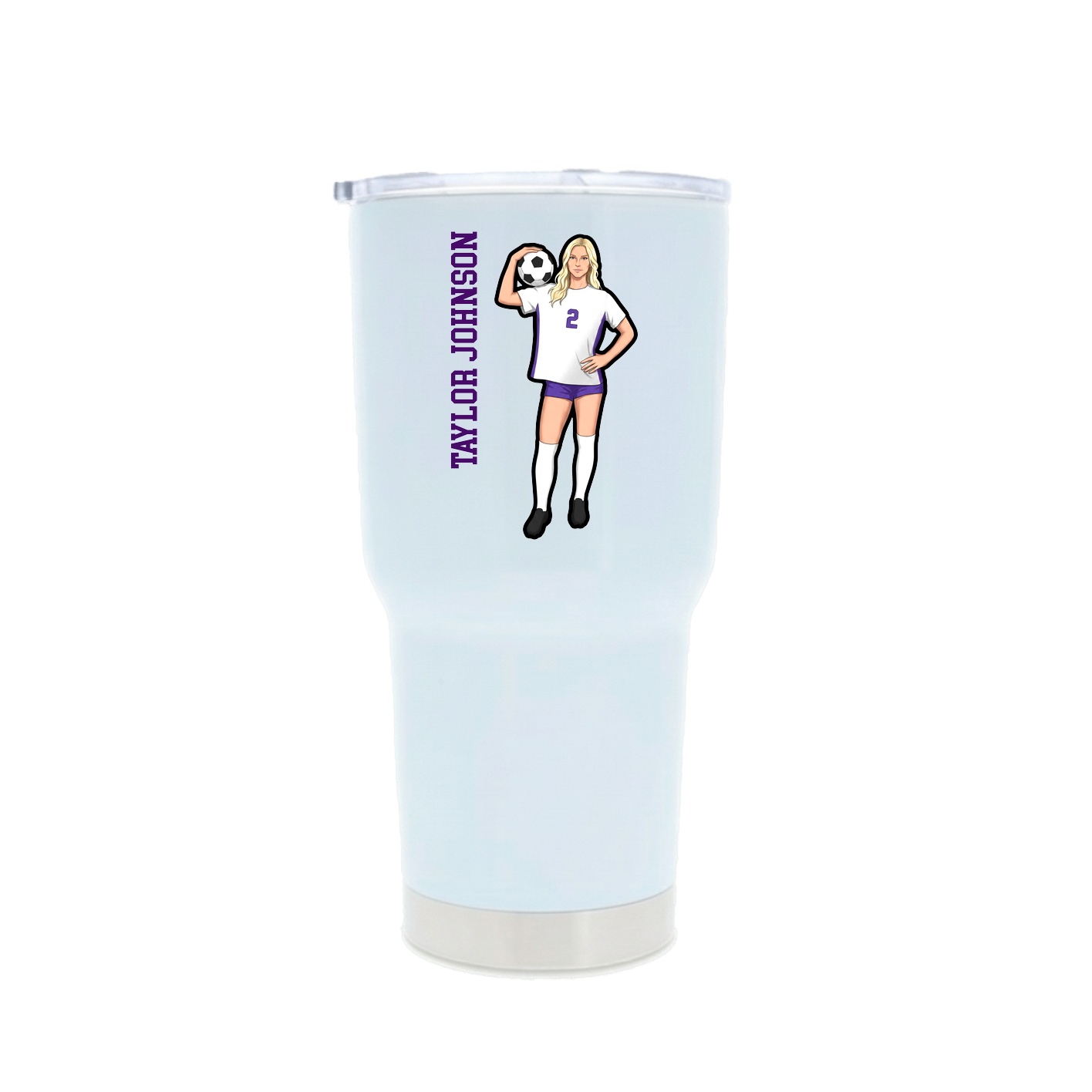 30oz Stainless Steel Tumbler — Name Vertical in White