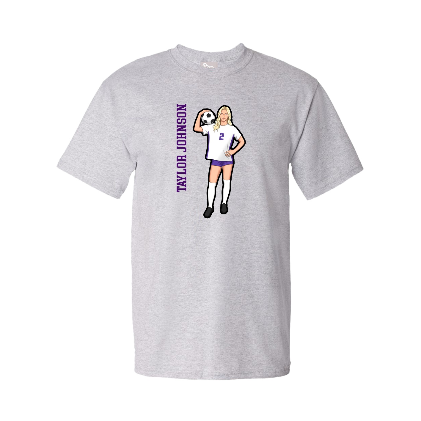 Youth Tee — Name Vertical in Grey
