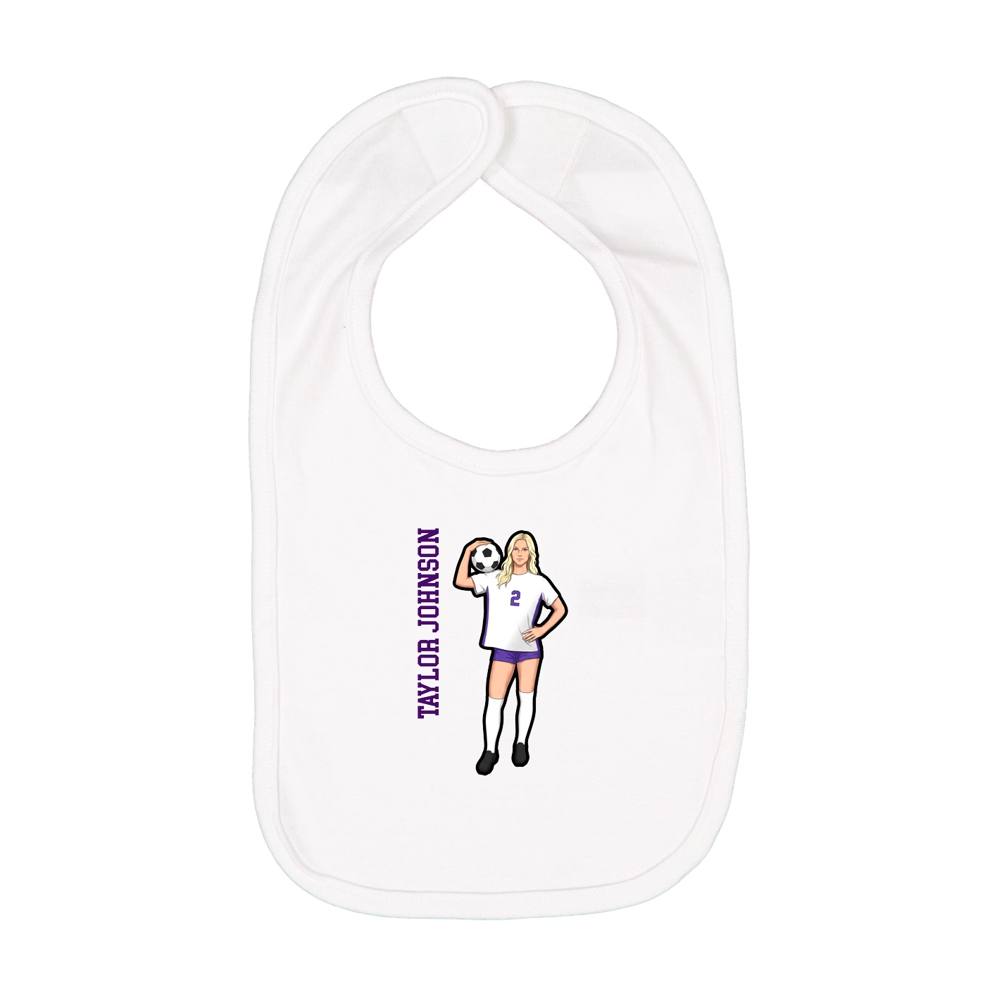Infant Bib — Name Vertical in White