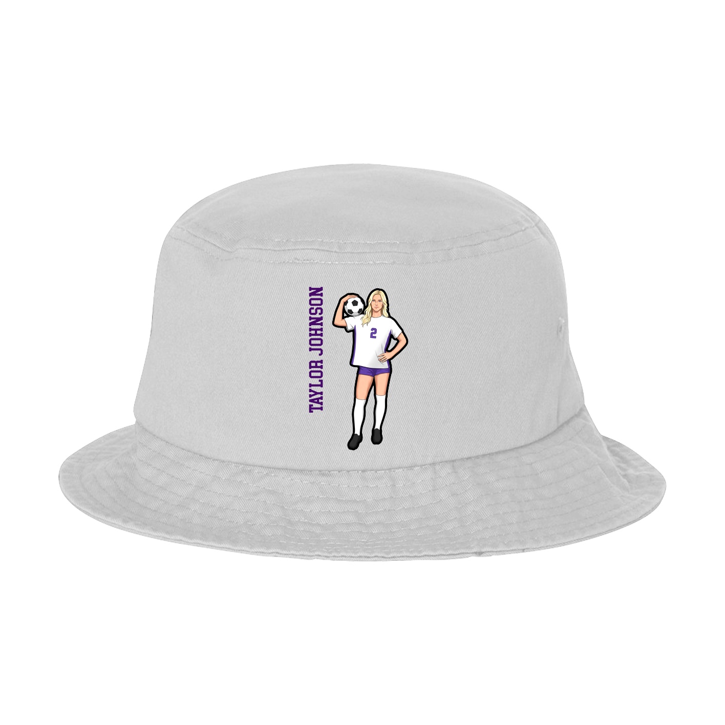 Bucket Cap — Name Vertical in White