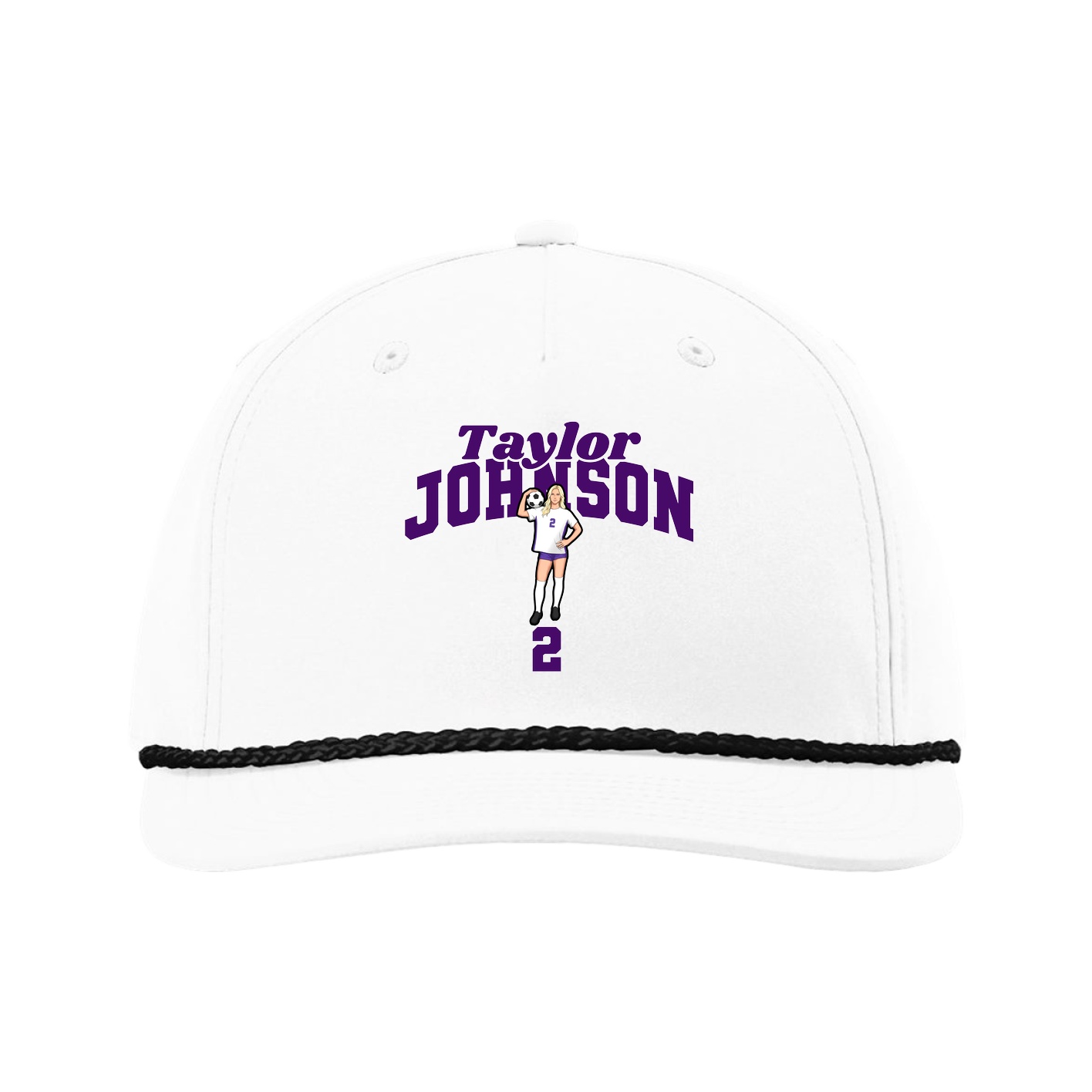 Five-Panel Classic Rope Cap — Signature Arch in White