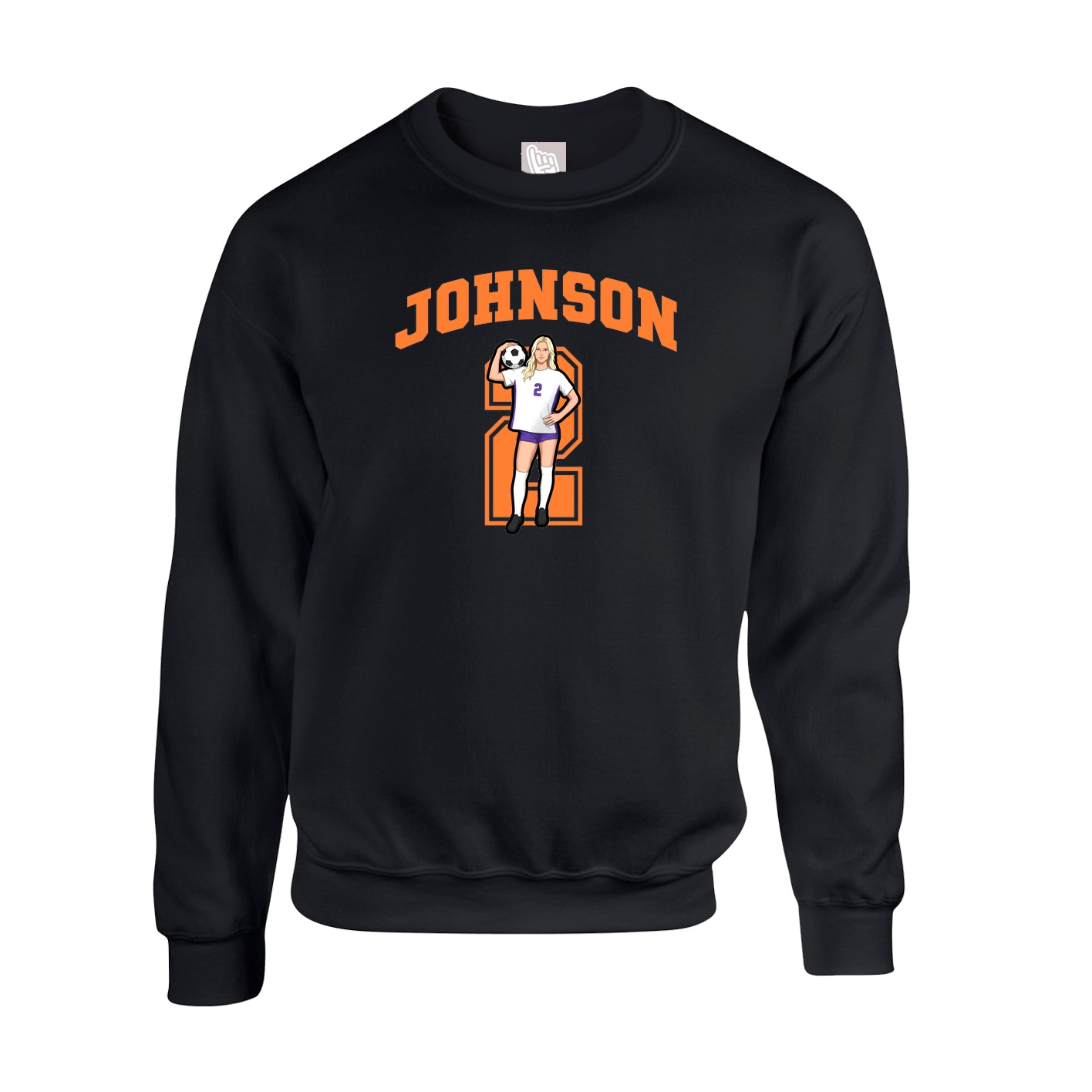 Fleece Crew — Number in Black