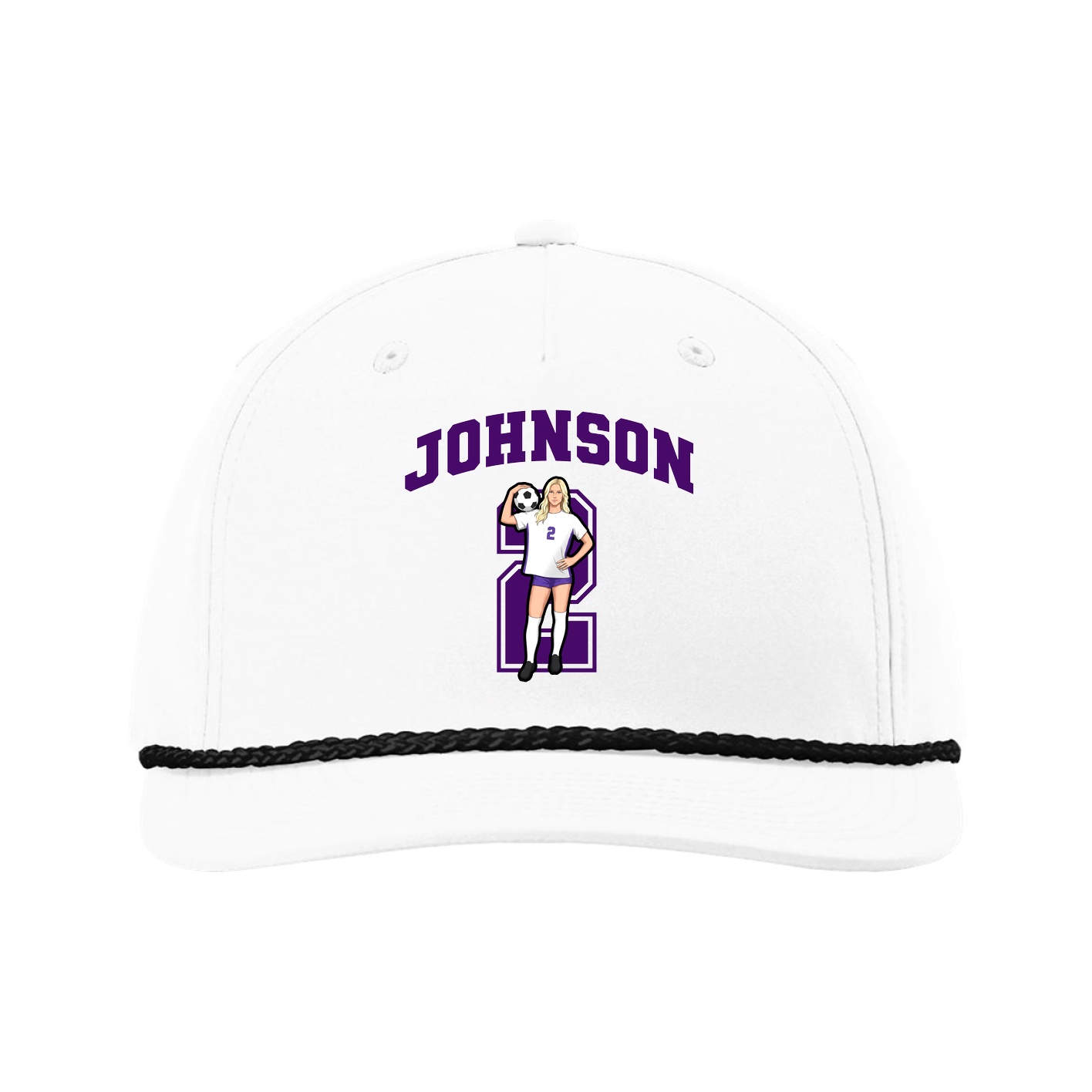 Five-Panel Classic Rope Cap — Number in White