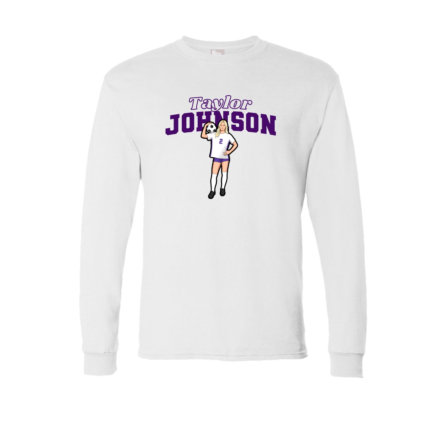 Long Sleeve Tee — Name Arch in White