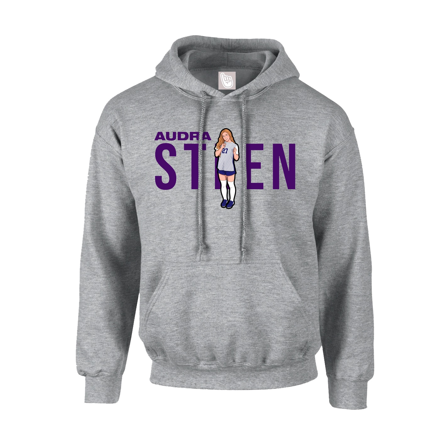 Hoodie — Player Name in Grey