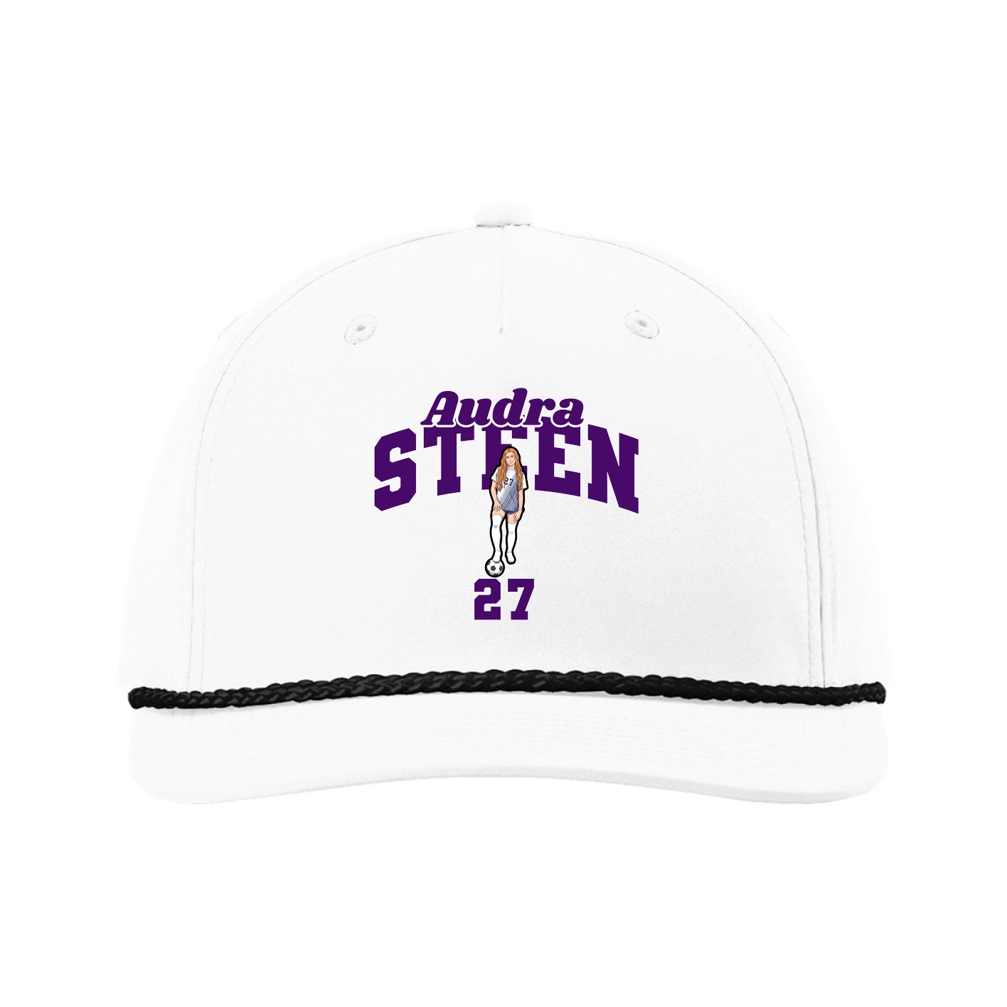 Five-Panel Classic Rope Cap — Signature Arch in White