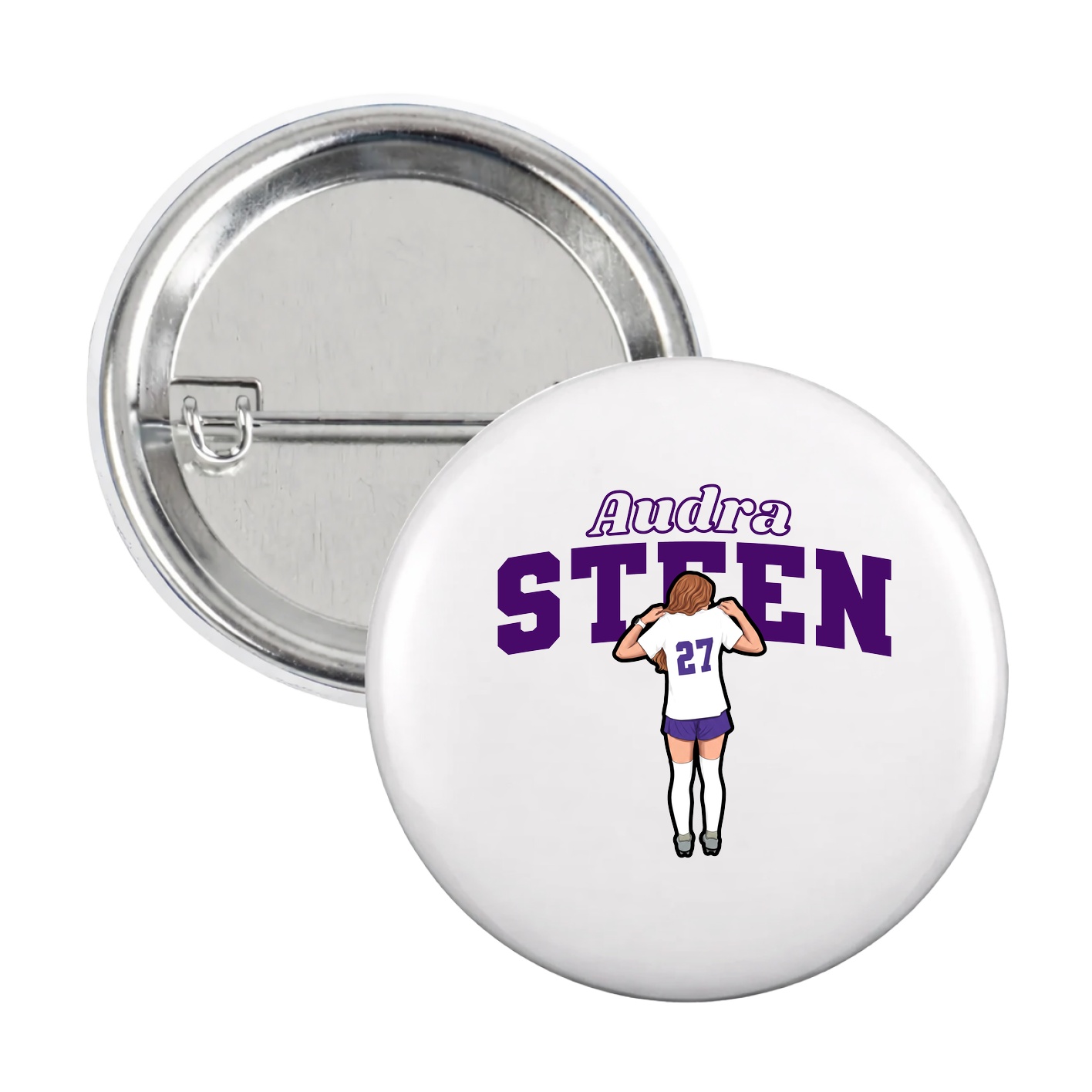 Game Day Button — Name Arch in White