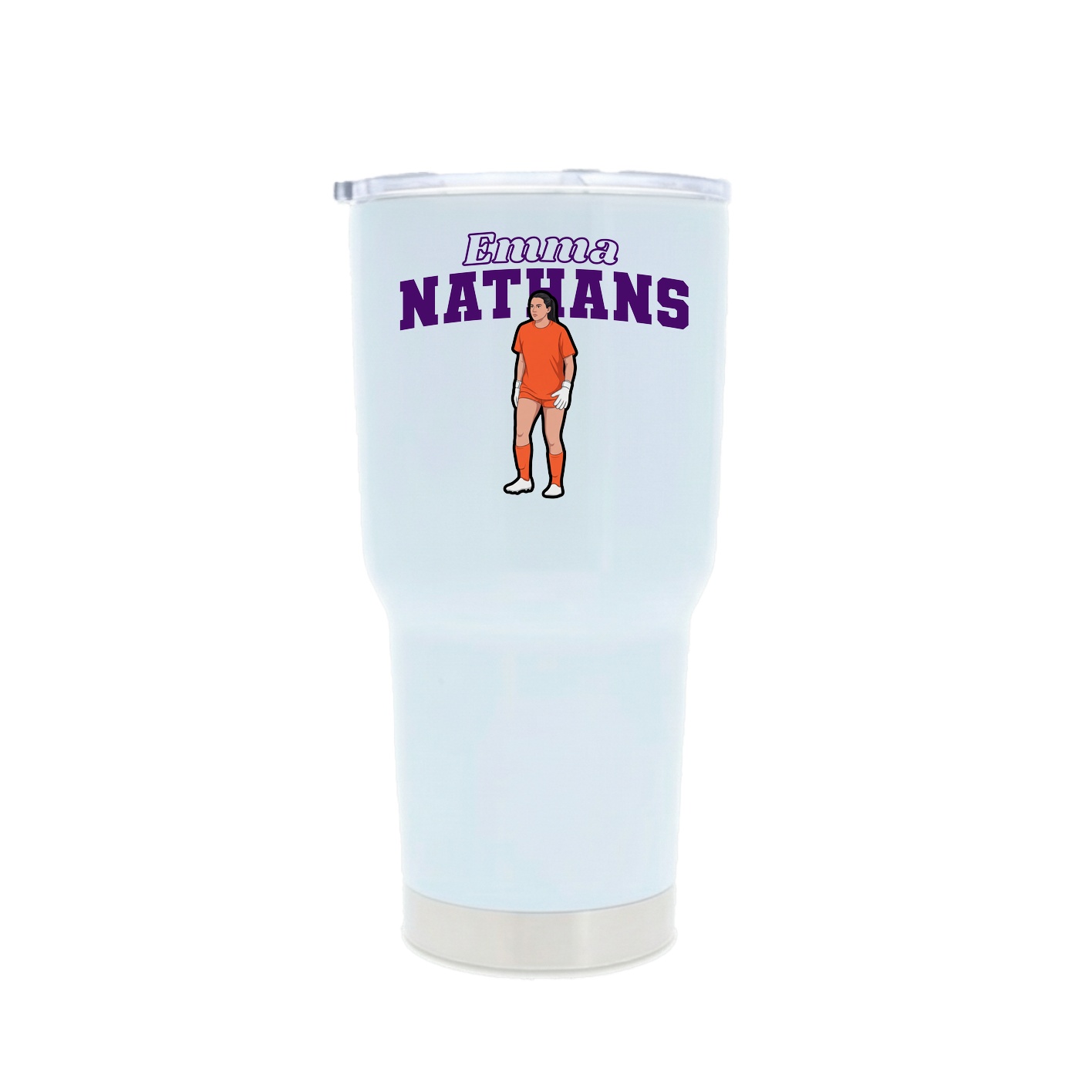 30oz Stainless Steel Tumbler — Name Arch in White