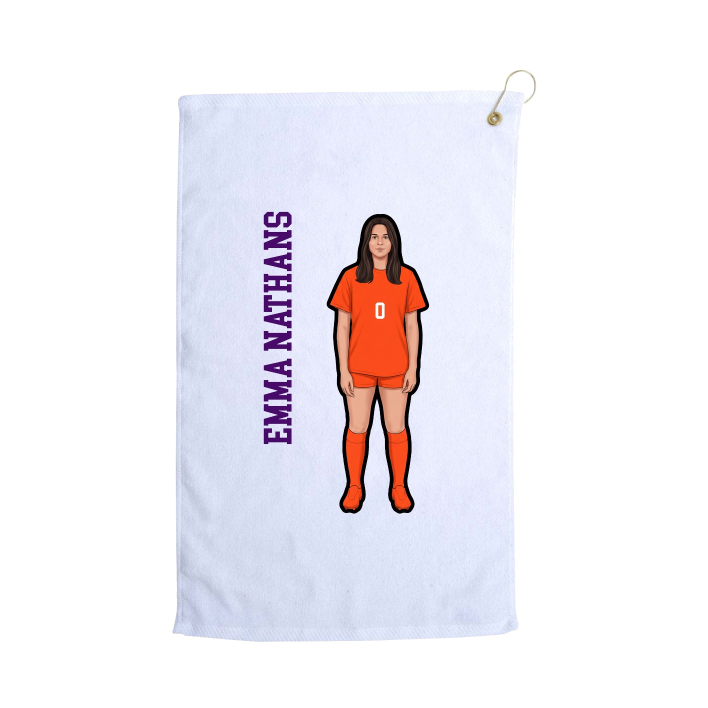 Golf Towel — Name Vertical in White