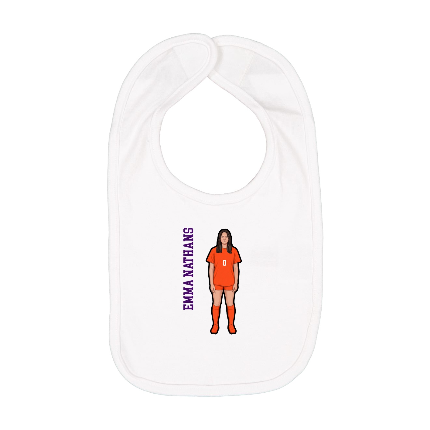 Infant Bib — Name Vertical in White