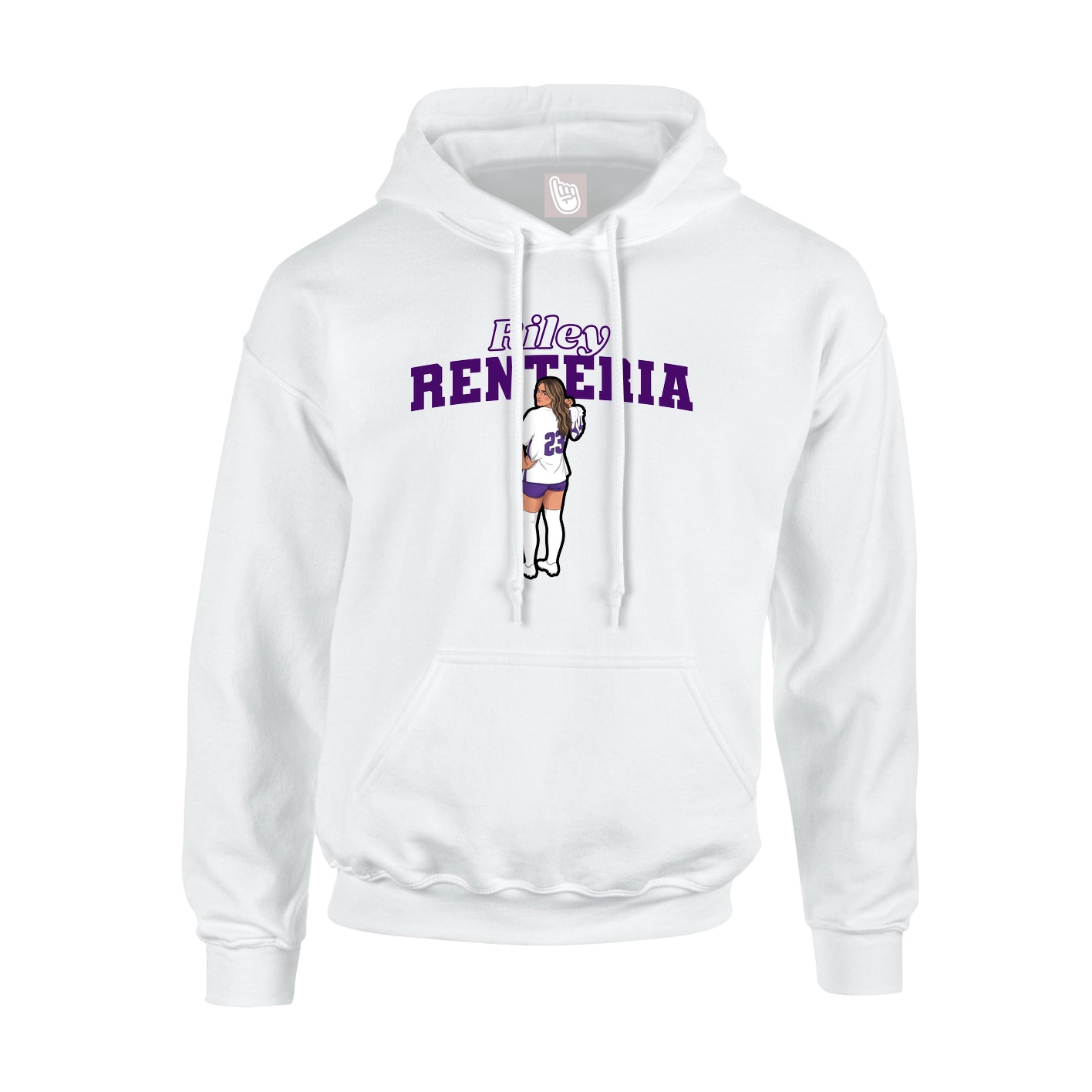 Youth Hoodie — Name Arch in White