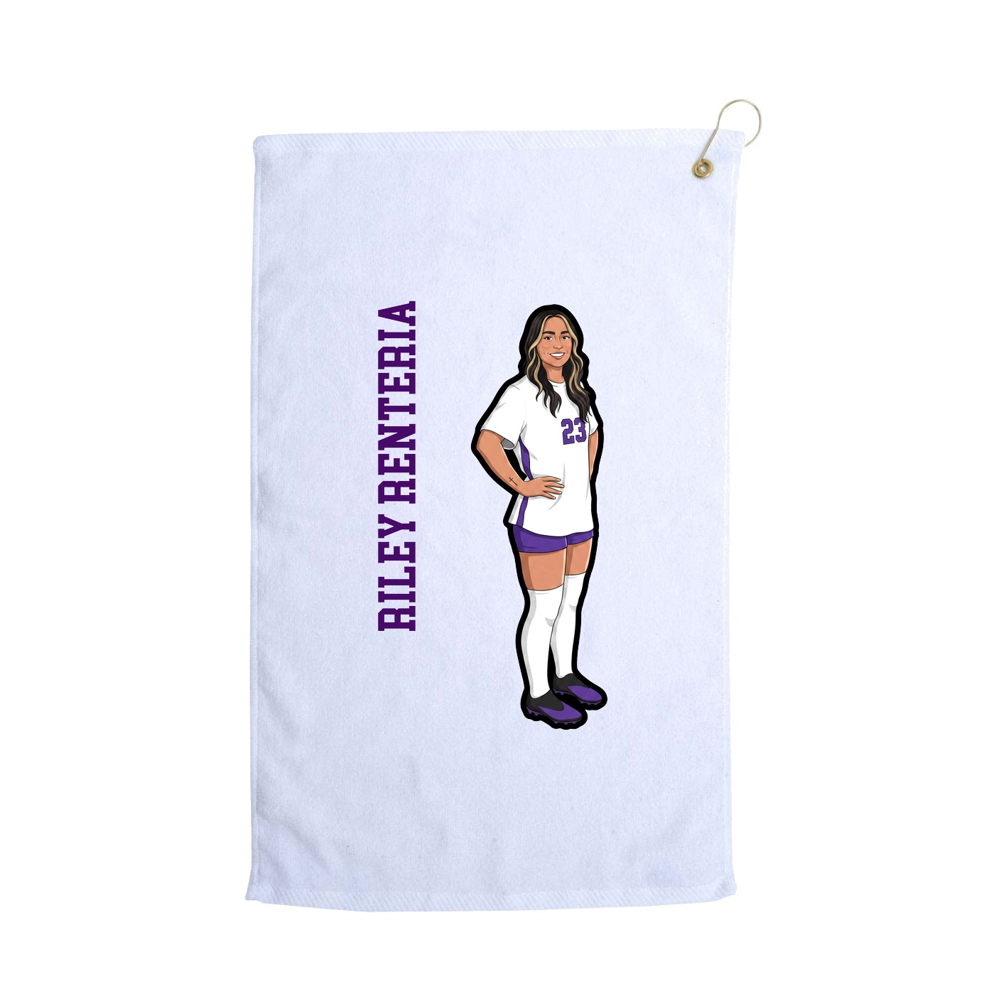 Golf Towel — Name Vertical in White