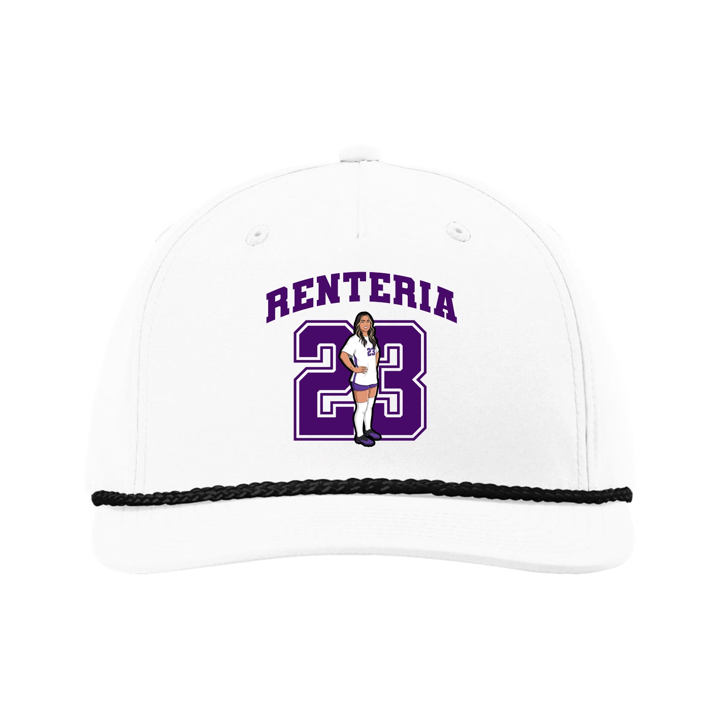 Five-Panel Classic Rope Cap — Number in White